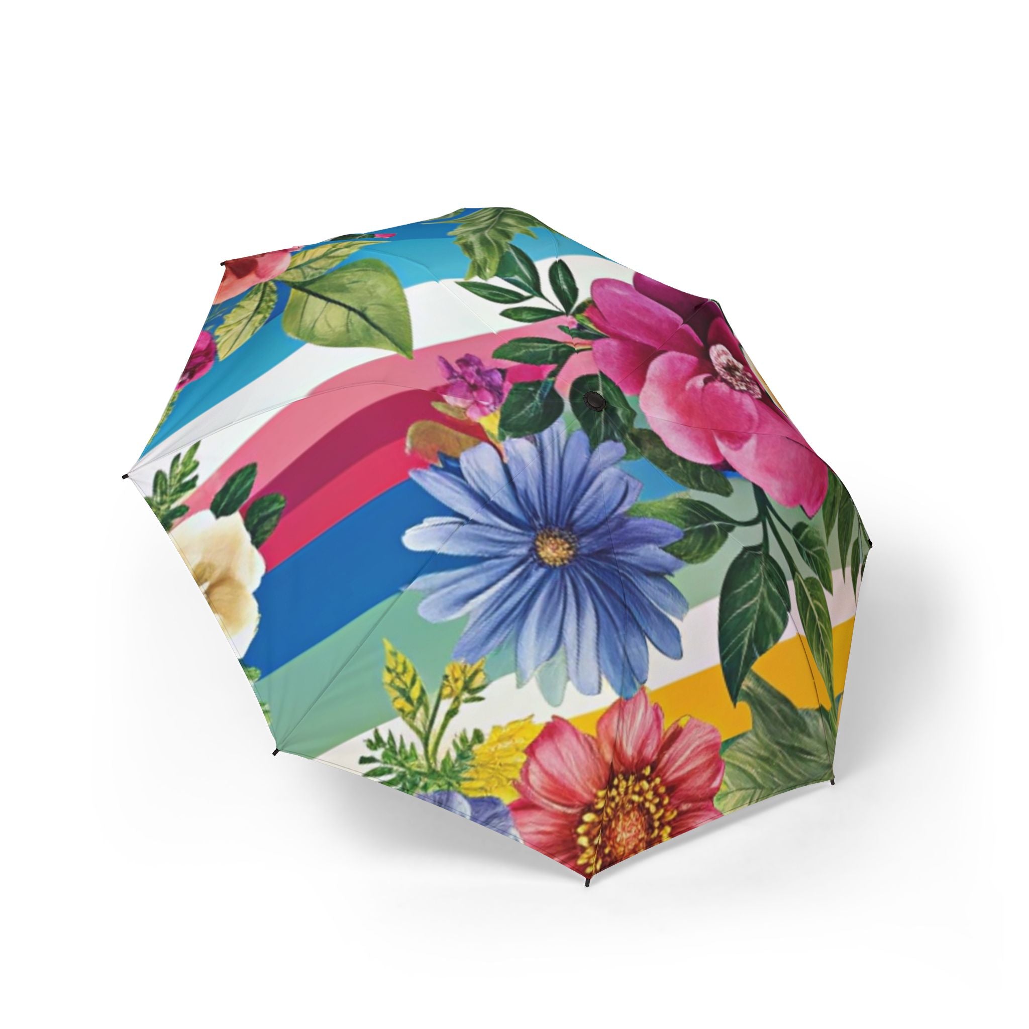 Floral Stripe 4K Semi-Automatic Foldable Umbrella, Artsulli - Art is Long, Life is Short, Accessories, Size, One size, , , , , 28694317150129939472