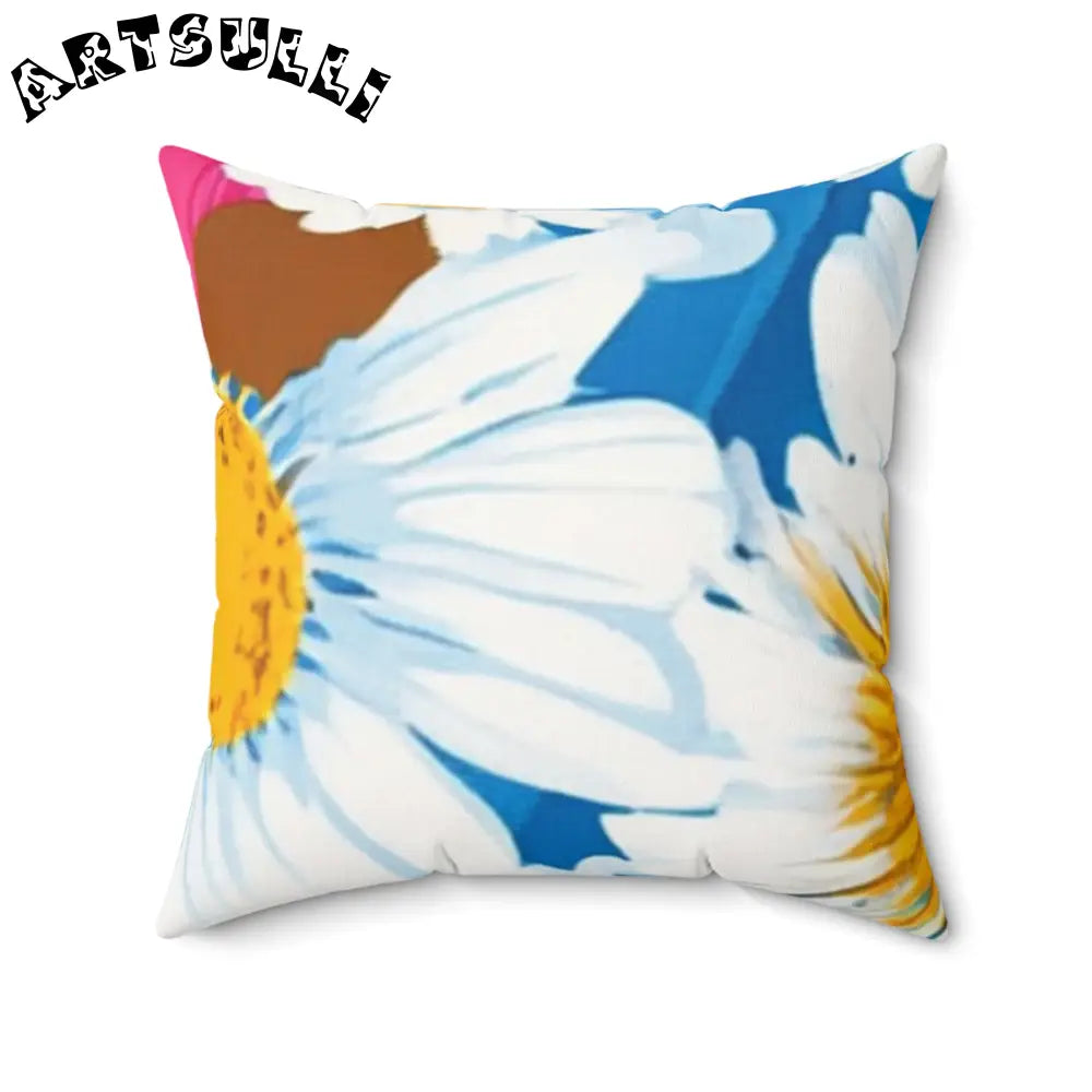 JAKKOUTTHEBXX CDG Daisy Dream Blue Spun Polyester Square Pillow