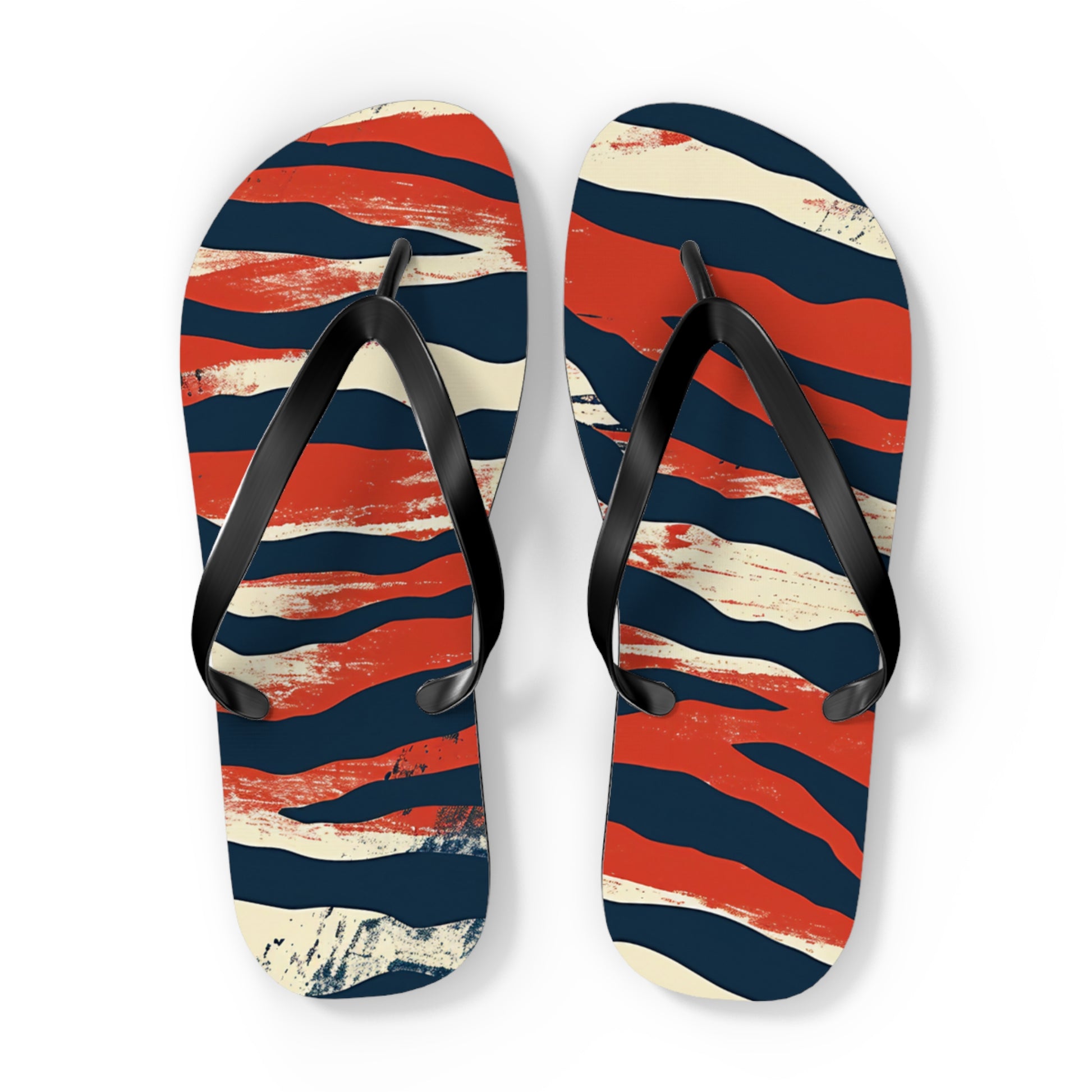 Camo Tiger Stripes Flip Flops, Artsulli - Art is Long, Life is Short, Shoes, Size, XL, Color, Black sole, , , 17589785552620