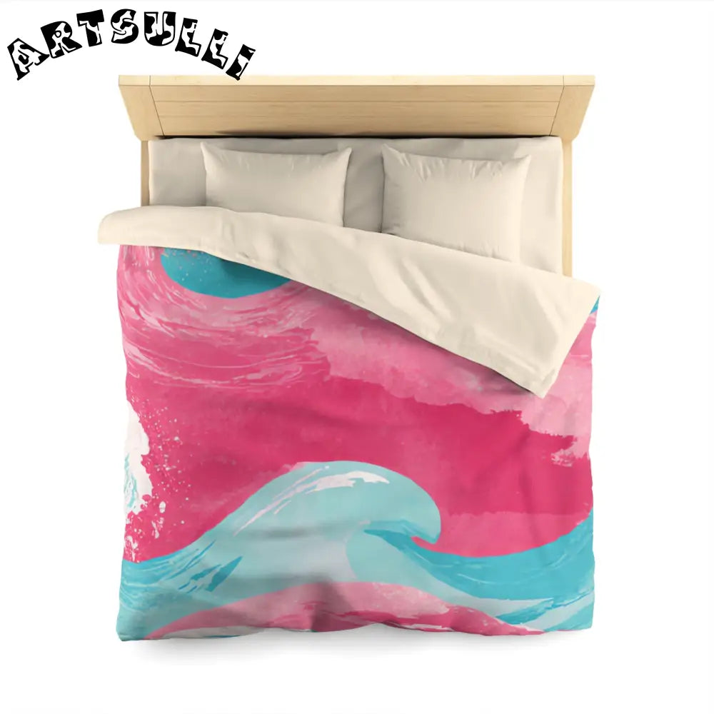 JAKKOUTTHEBXX The Great Pastelwave Pink and Blue Microfiber Duvet
