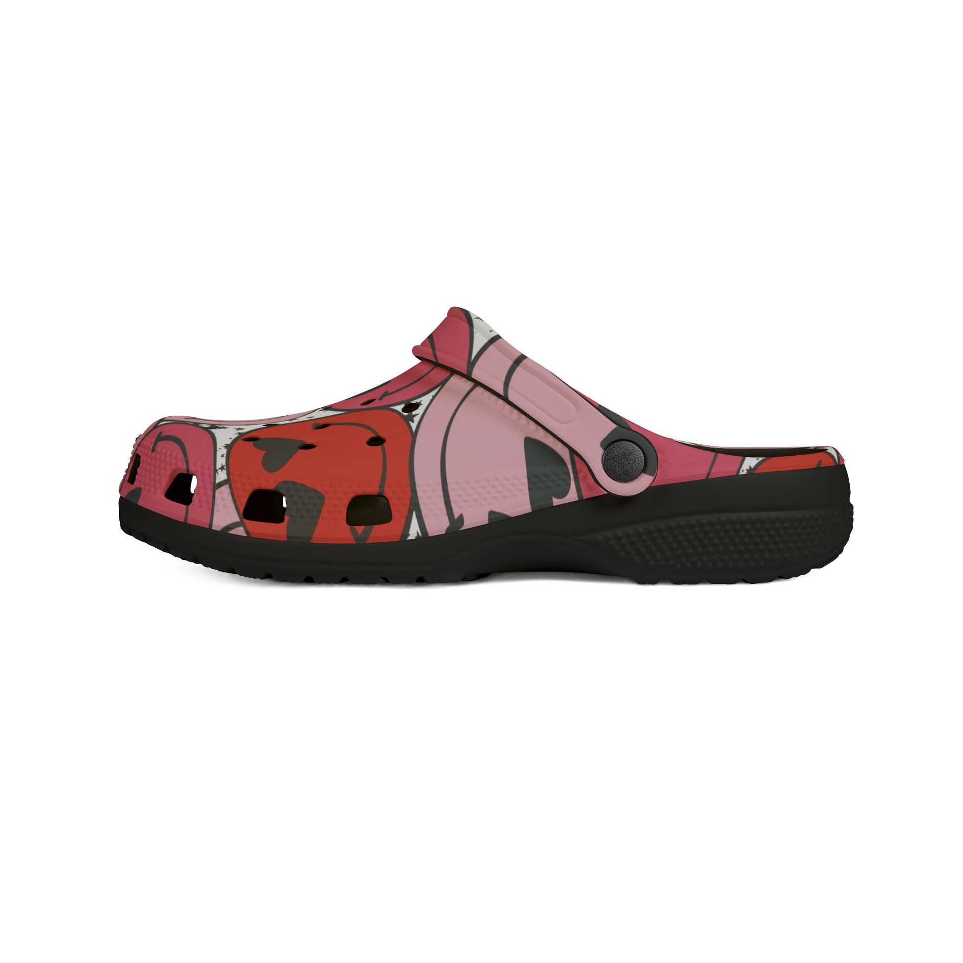 Smiley Face x Heart Eyes Pink and Red EVA Foam Rubber Shoes (AOP), Artsulli - Art is Long, Life is Short, Shoes, , , , , , , 