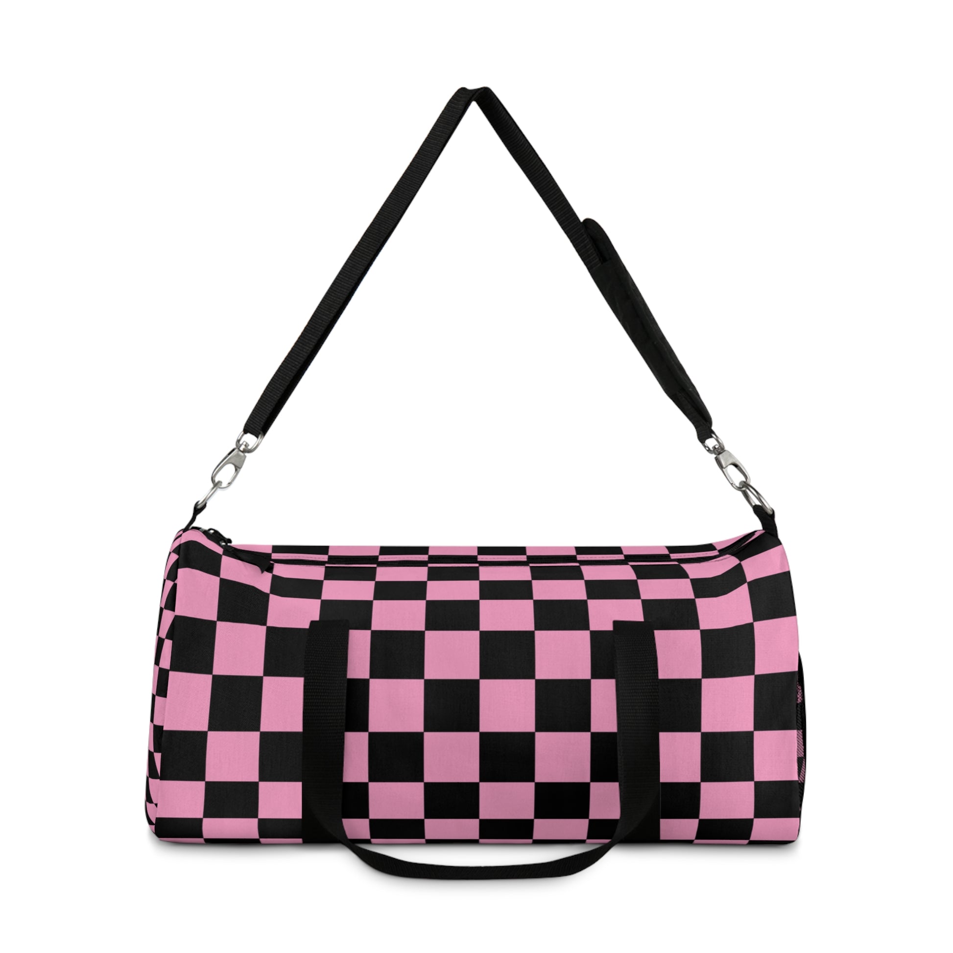 Checkerboard Black and Pink Duffel Bag, Artsulli - Art is Long, Life is Short, Bags, , , , , , , 