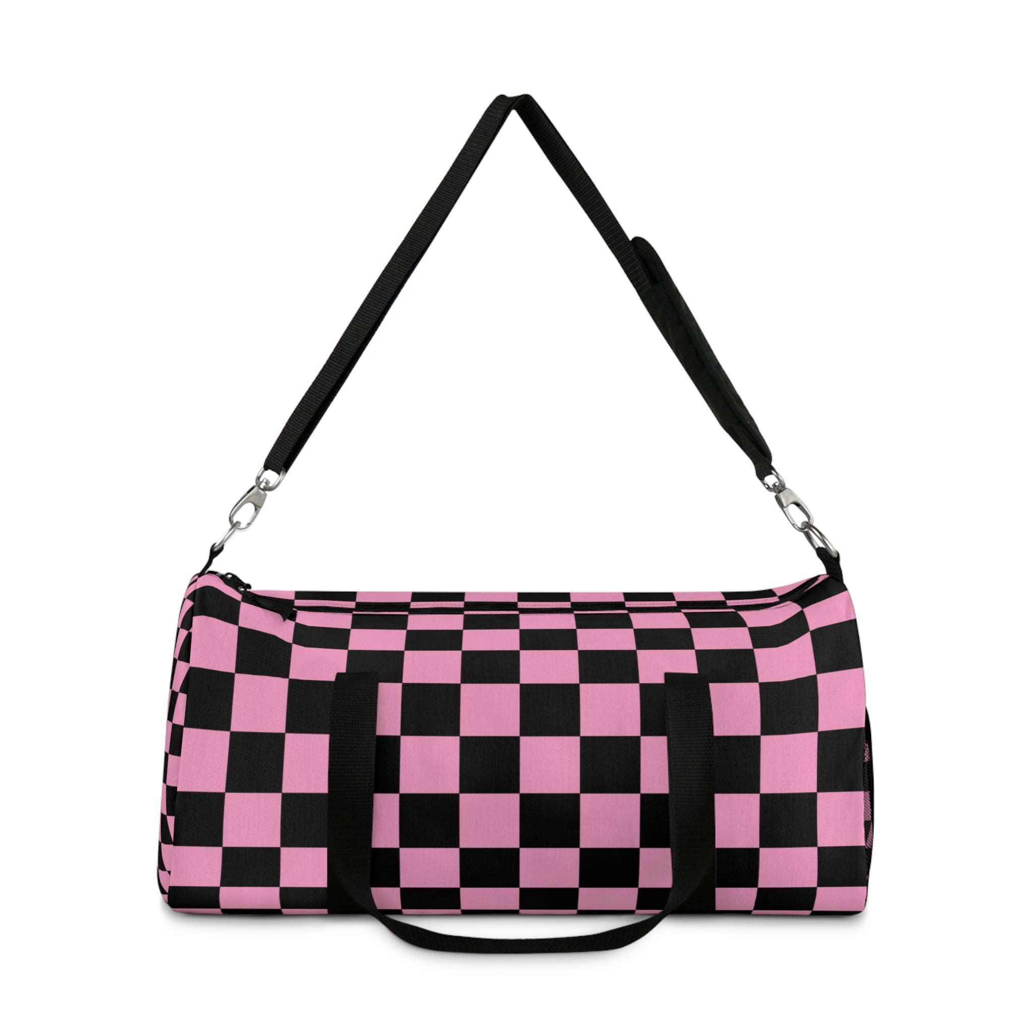 Checkerboard Black and Pink Duffel Bag, Artsulli - Art is Long, Life is Short, Bags, , , , , , , 