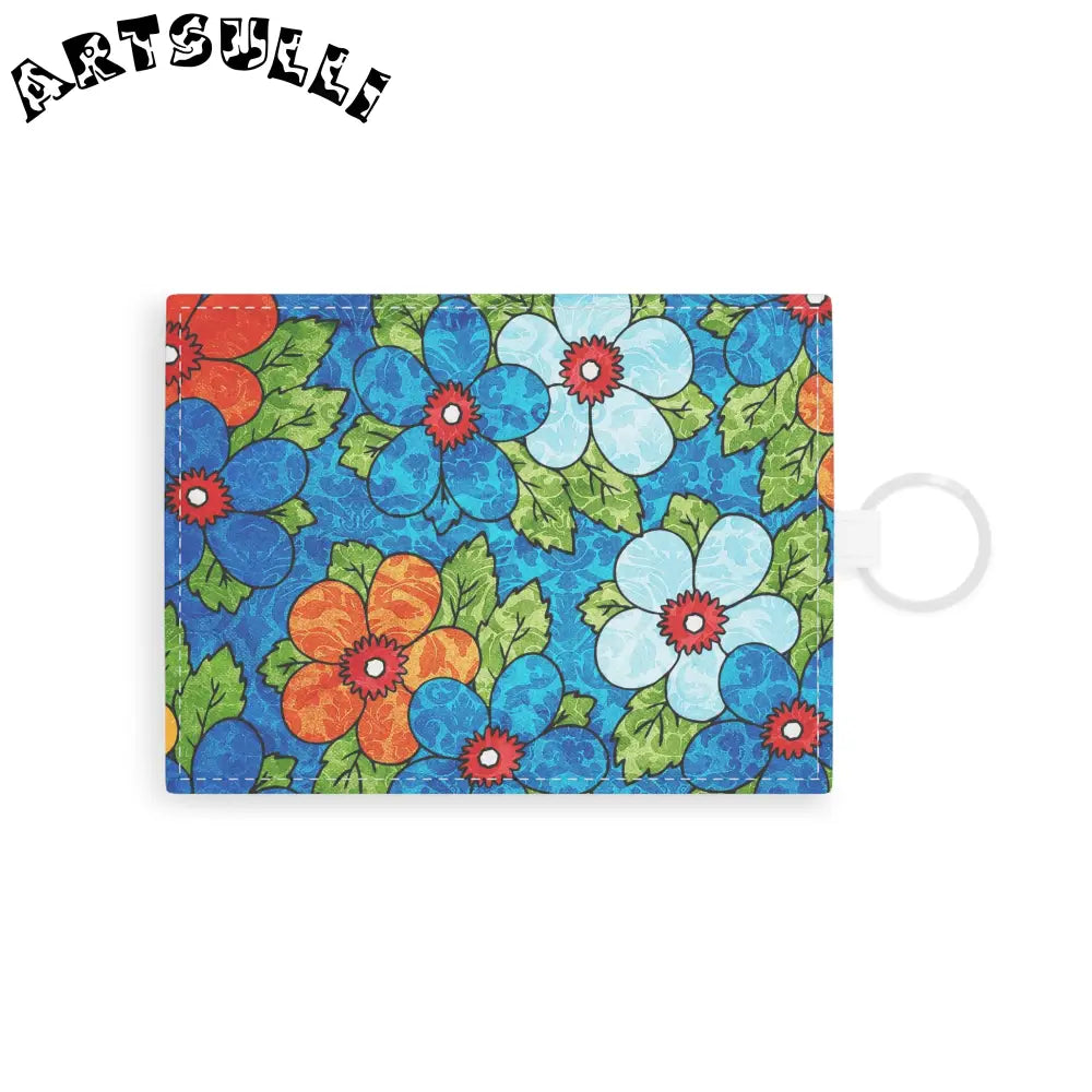 Blue Orange Groovy Saffiano Leather Card Holder, Artsulli - Art is Long, Life is Short, Accessories, Size, One size, Color, White, , , 15807298425132519004