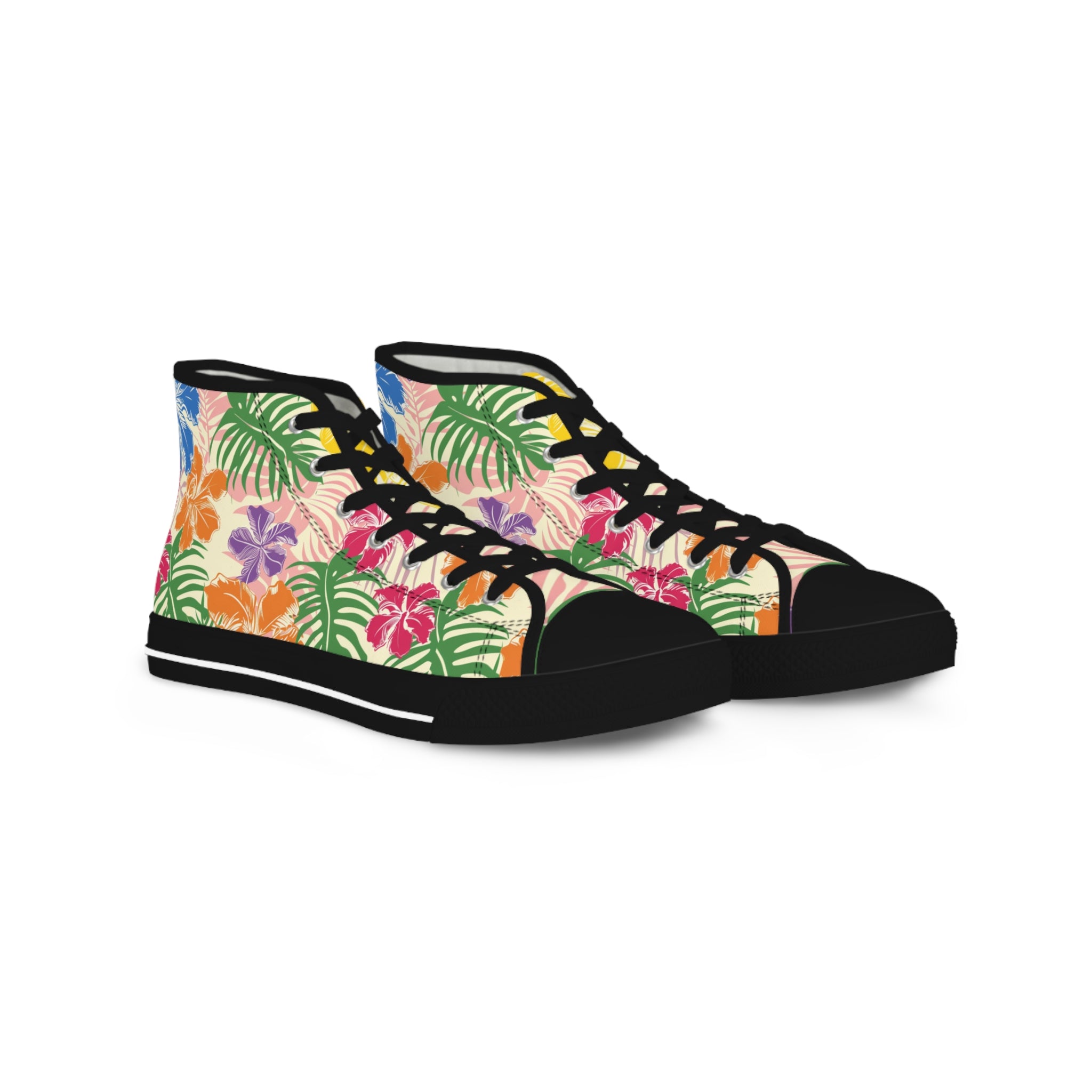 Blooming Tropical Flowers Men's High Top Sneakers, Artsulli - Art is Long, Life is Short, Shoes, Size, US 5, Color, Black sole, , , 54239658524221684732