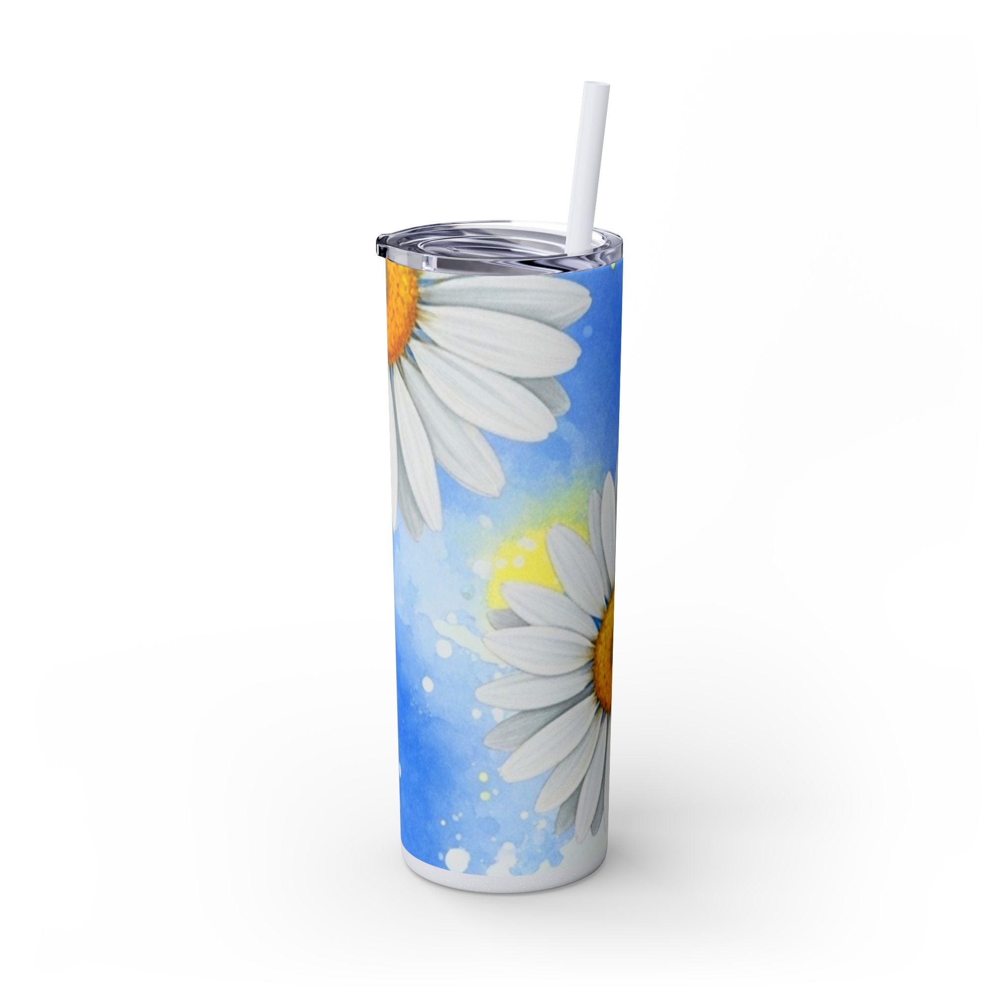 Daisies Skinny Tumbler with Straw, 20oz, Artsulli - Art is Long, Life is Short, Mug, , , , , , , 