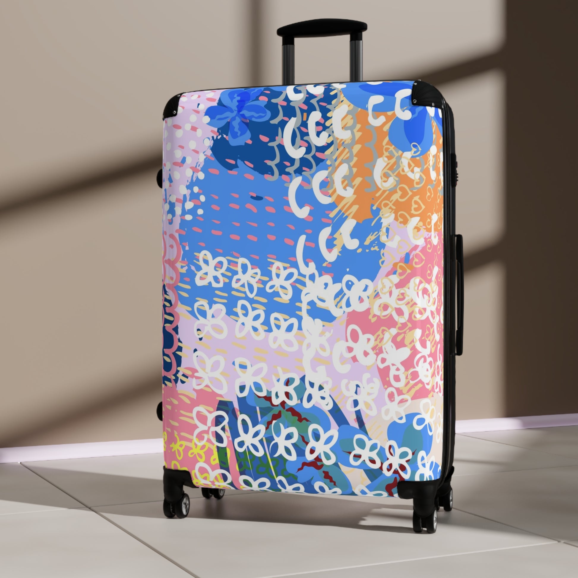 Flowers x Doodles x Hearts Multi-Color Suitcase, Artsulli - Art is Long, Life is Short, Bags, , , , , , , 