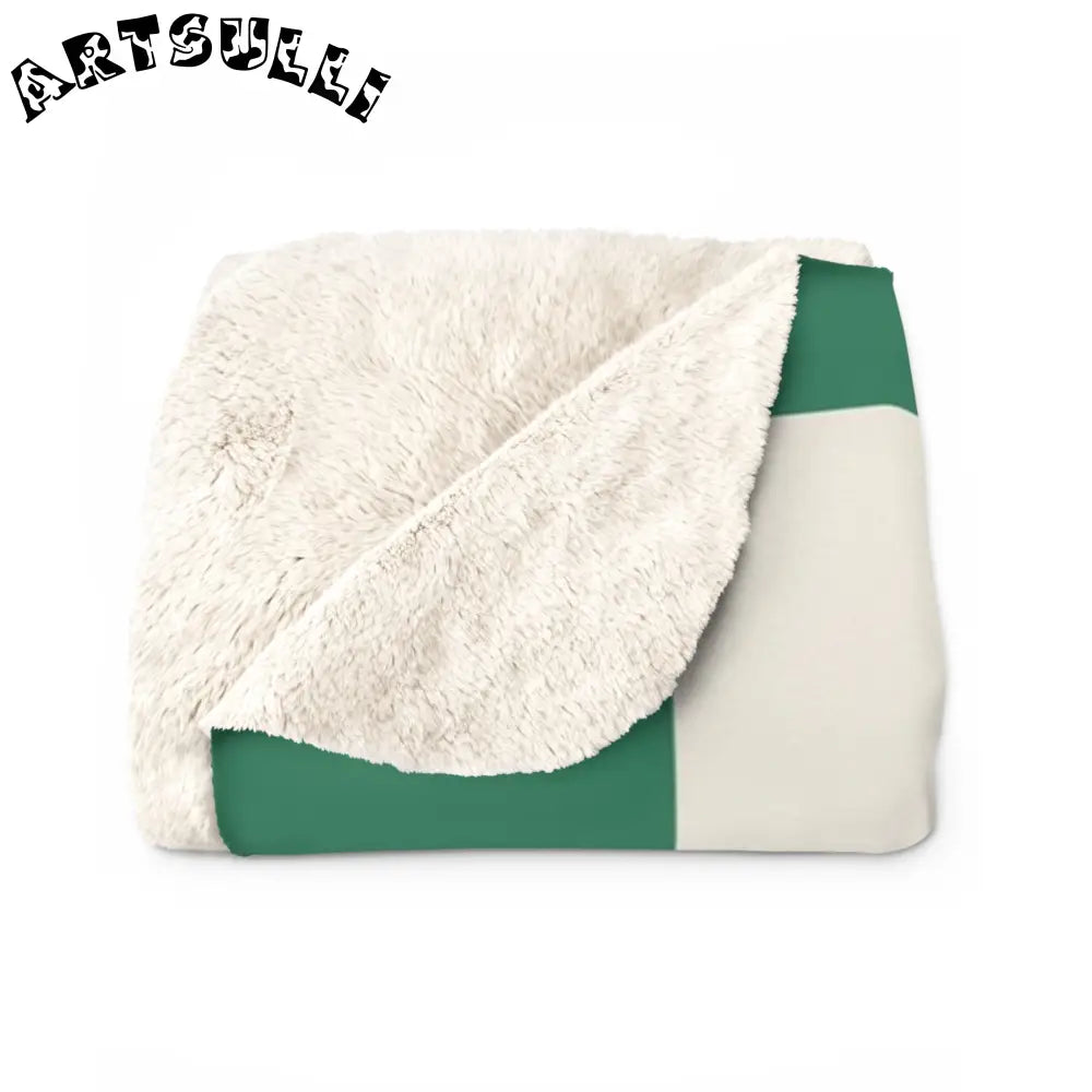 JAKKOUTTHEBXX Checkerboard Dark Green Sherpa Fleece Blanket