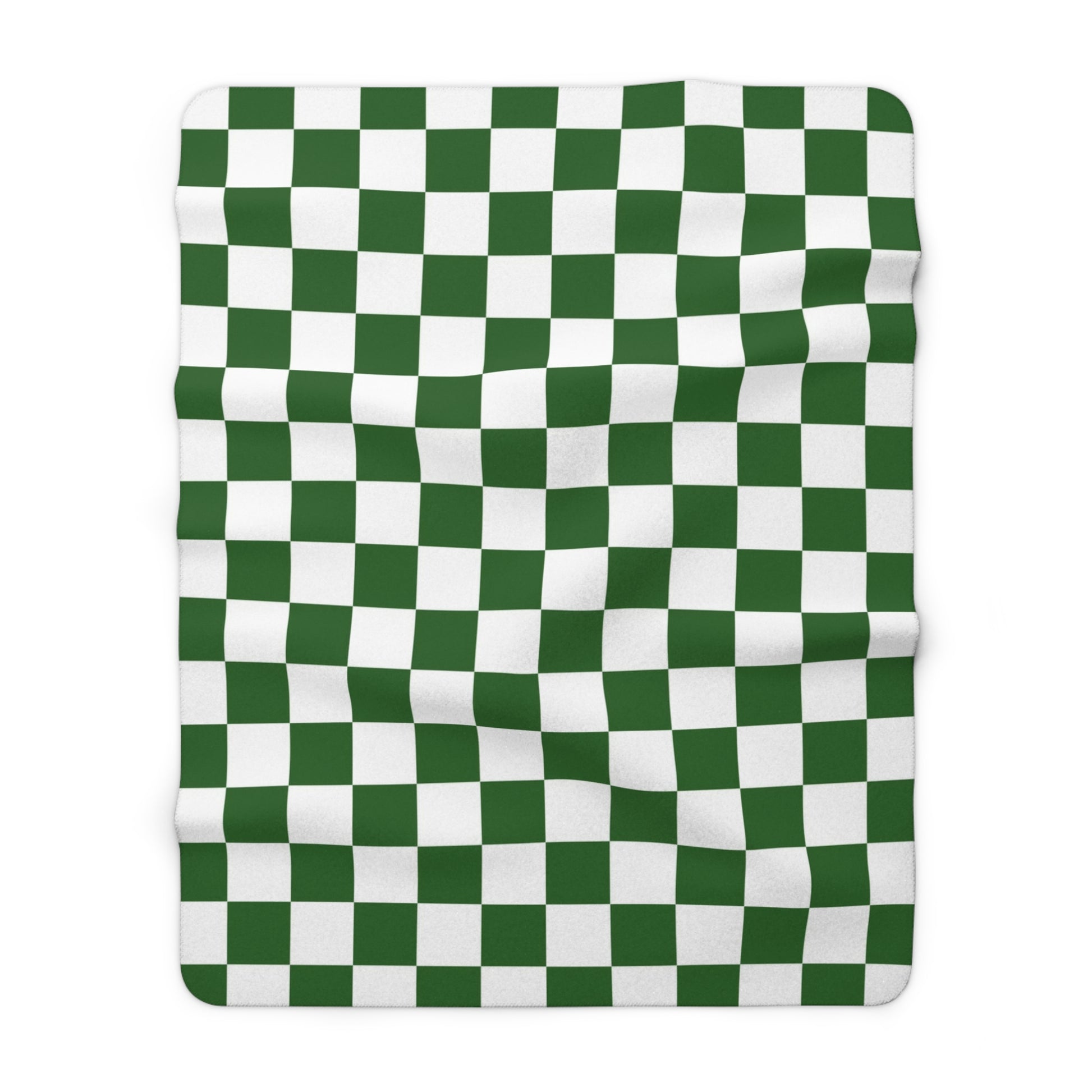 Checkerboard White and Dark Green Sherpa Fleece Blanket, Artsulli - Art is Long, Life is Short, Home Decor, Size, 60" × 80", , , , , 16304151254702255525