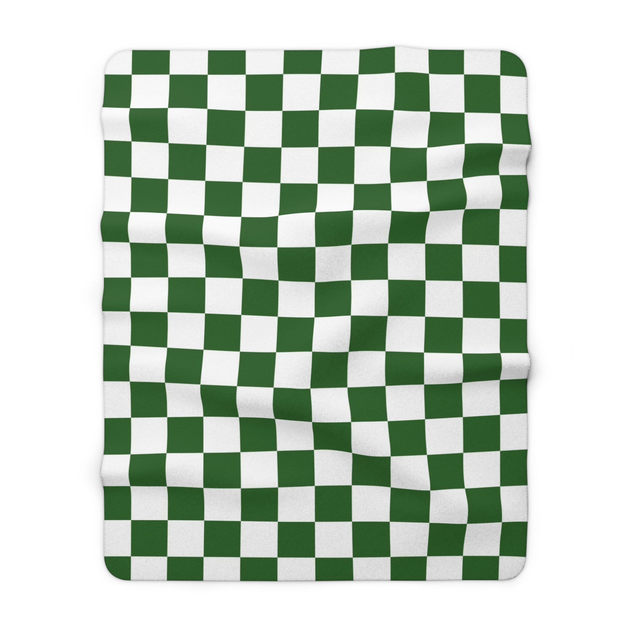 Checkerboard White and Dark Green Sherpa Fleece Blanket, Artsulli - Art is Long, Life is Short, Home Decor, Size, 60" × 80", , , , , 16304151254702255525