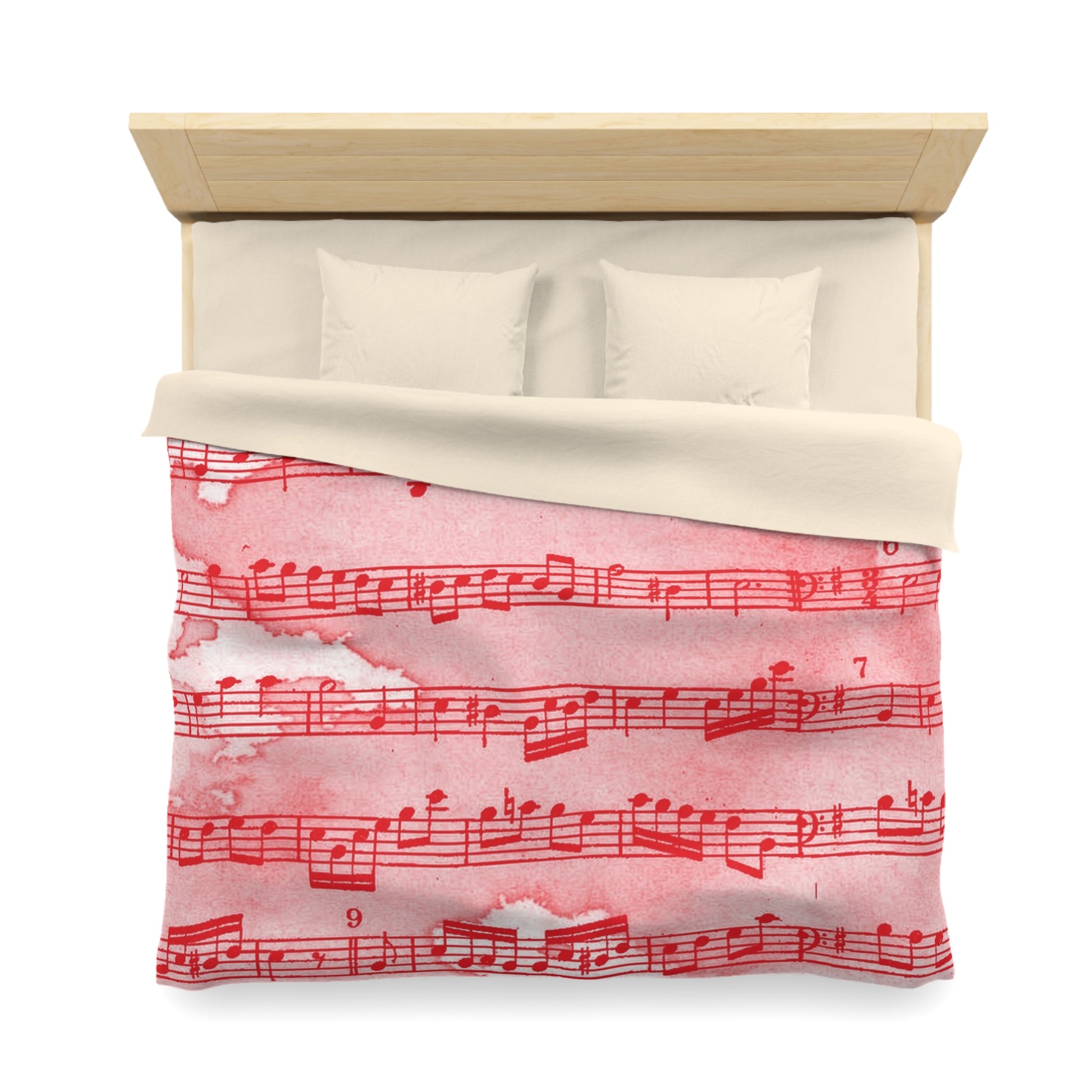 Drip Spill Type Beat Sheet Music Red Microfiber Duvet Cover, Artsulli - Art is Long, Life is Short, Home Decor, , , , , , , 