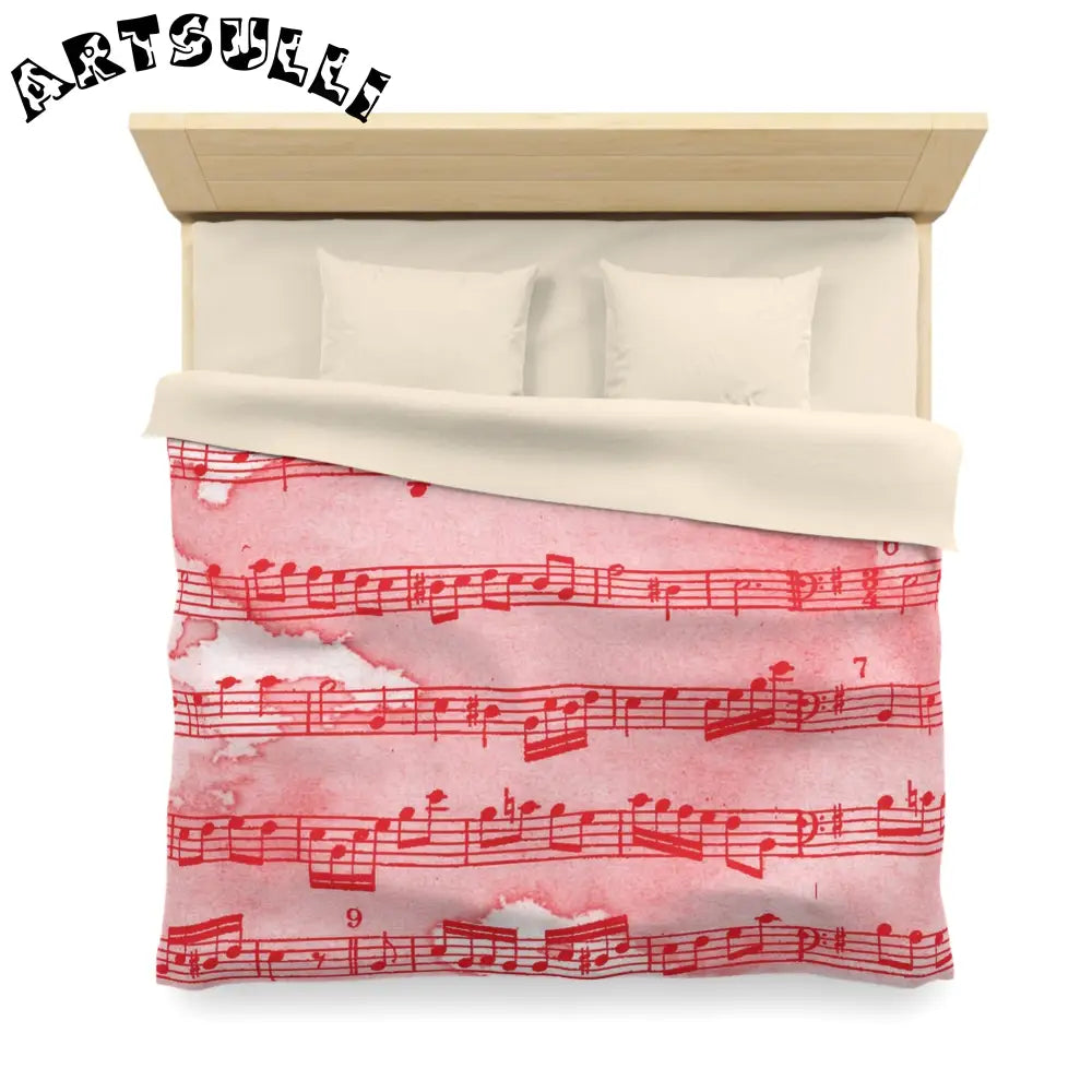 JAKKOUTTHEBXX Red Watercolor Sheet Music Art Printed Duvet Cover 2025