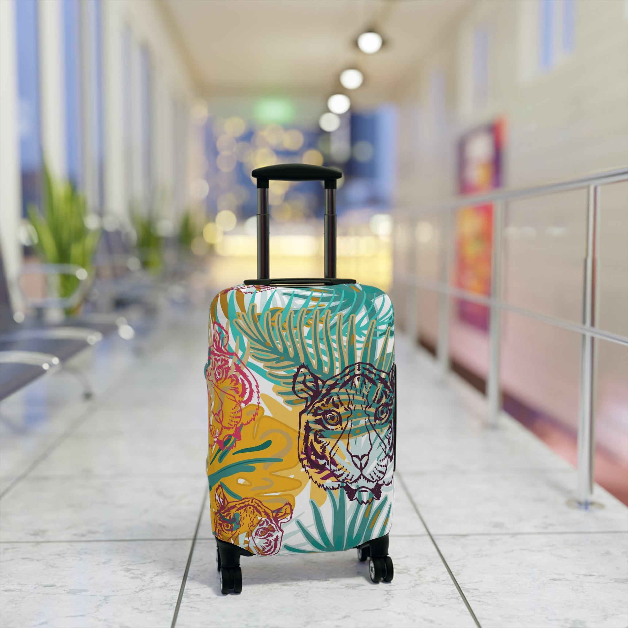 Tropical Jungle Tigers Brown and Green Luggage Cover, Artsulli - Art is Long, Life is Short, Accessories, , , , , , , 