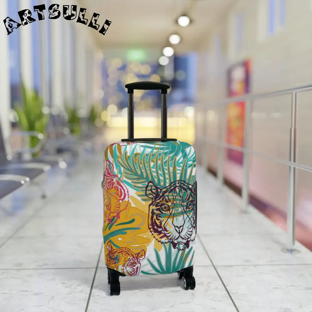 JAKKOUTTHEBXX Tropical Jungle Tigers Brown and Green Luggage Cover
