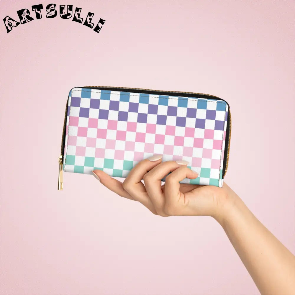 JAKKOUTTHEBXX Vaporwave Rainbow Checkerboard Multi-Color Zipper