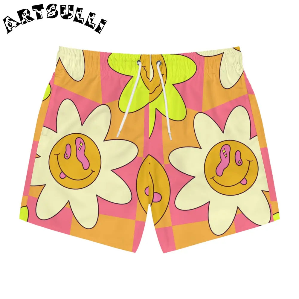 JAKKOUTTHEBXX Trippy Sour Face Rave Swim Trunks (AOP) JAKKOUTTHEBXX