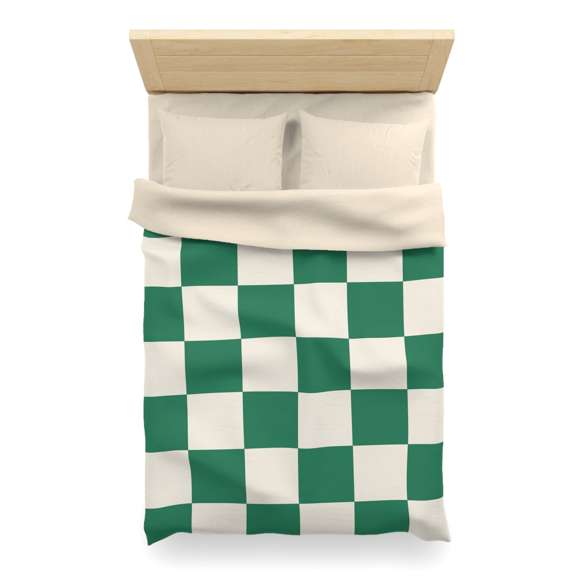 Checkerboard Dark Green Microfiber Duvet Cover, Artsulli - Art is Long, Life is Short, Home Decor, , , , , , , 