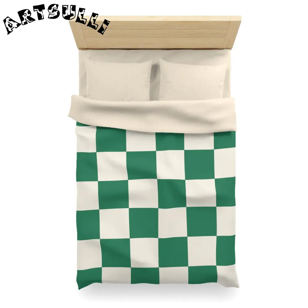 JAKKOUTTHEBXX Checkerboard Dark Green Microfiber Duvet Cover