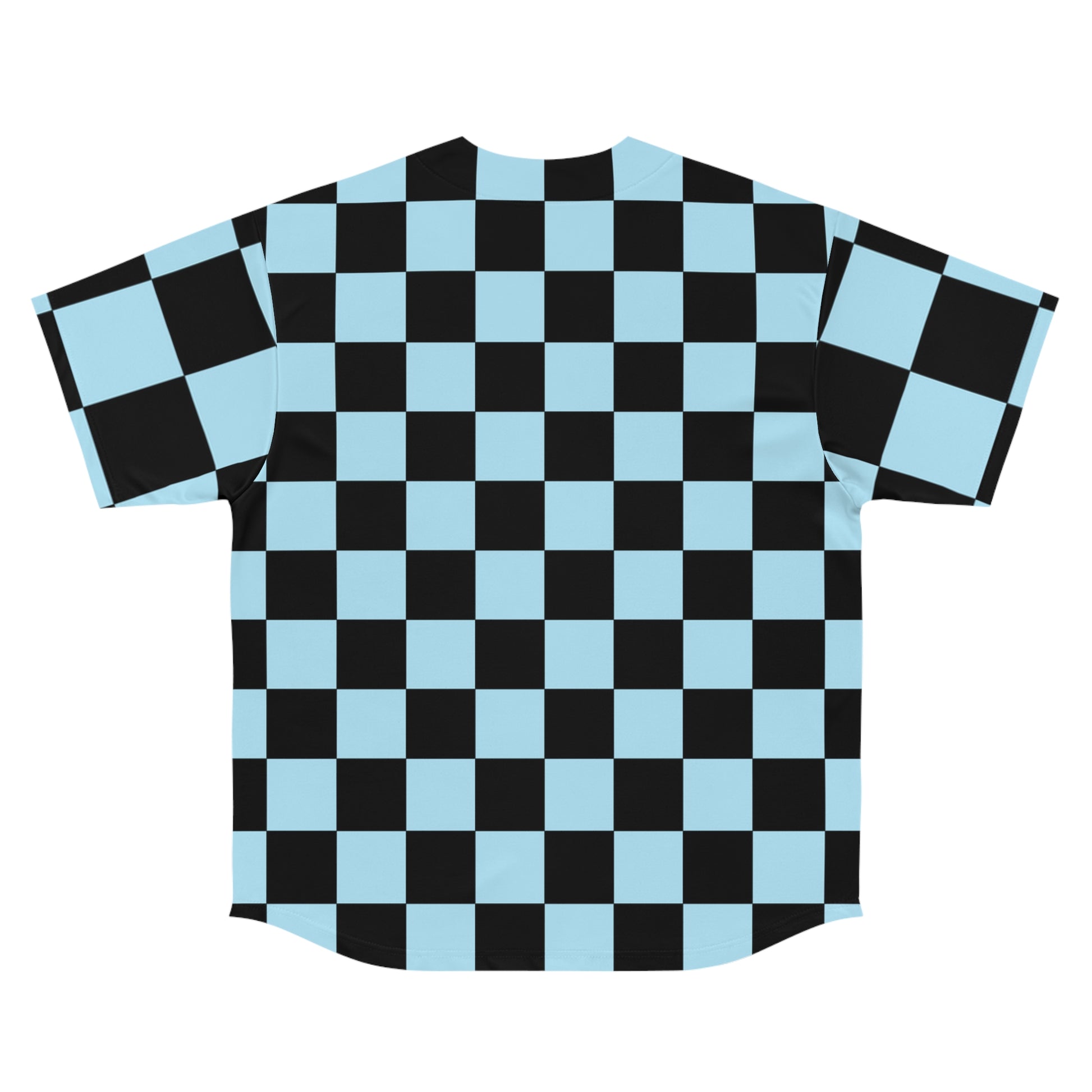 Checkerboard Black and Blue Men's Baseball Jersey (AOP), Artsulli - Art is Long, Life is Short, All Over Prints, , , , , , , 