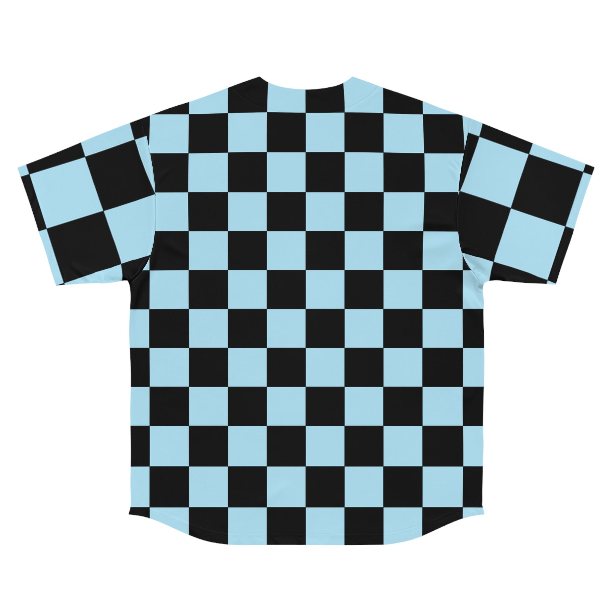 Checkerboard Black and Blue Men's Baseball Jersey (AOP), Artsulli - Art is Long, Life is Short, All Over Prints, , , , , , , 