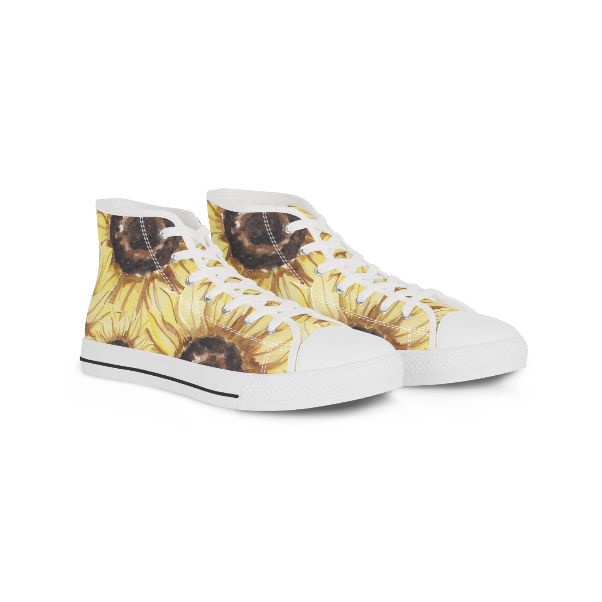Retro Anime Sunflower Men's High Top Sneakers, Artsulli - Art is Long, Life is Short, Shoes, Size, US 5, Color, White sole, , , 27679925461619577532