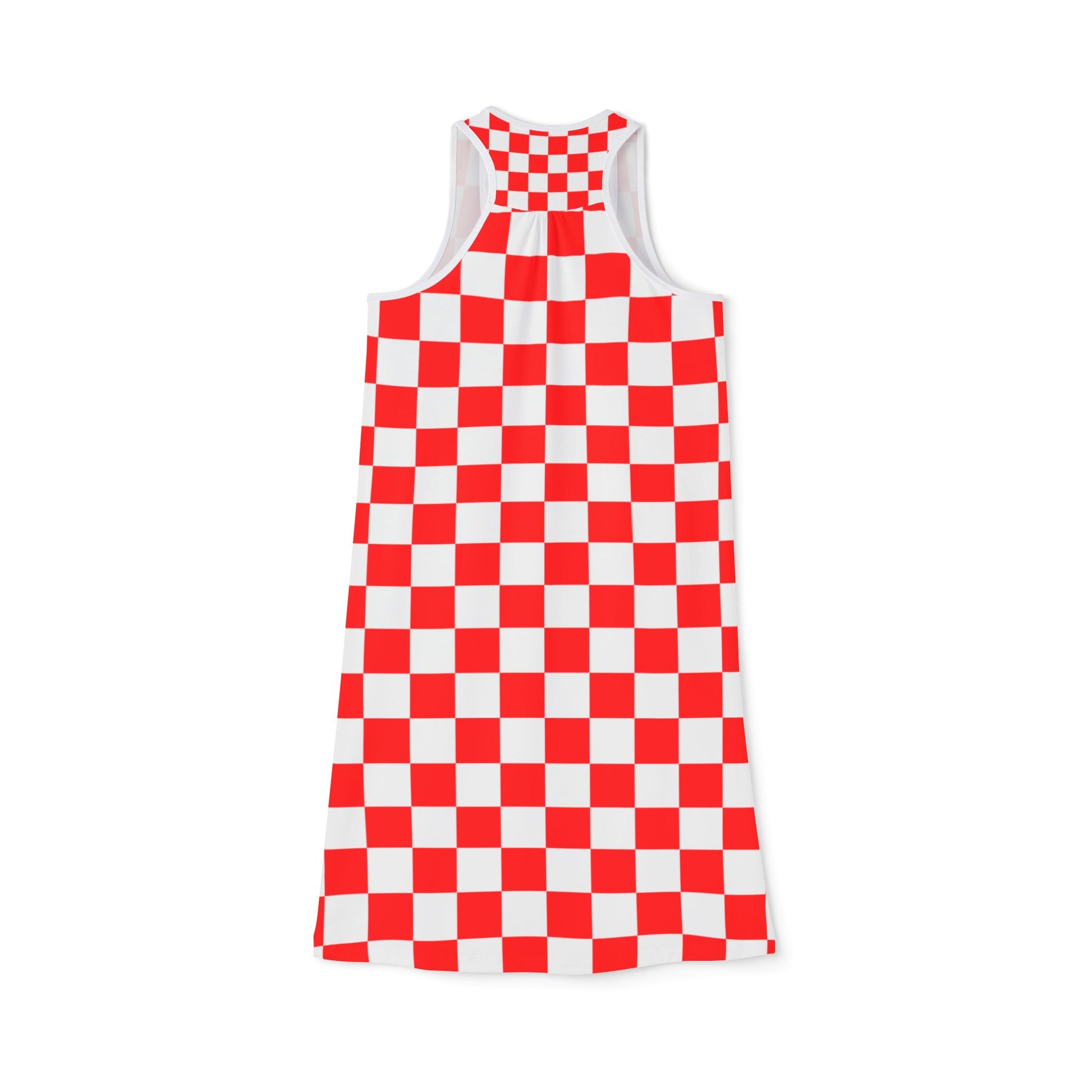 Checkerboard Red and White Women's Racerback Dress (AOP), Artsulli - Art is Long, Life is Short, Tank Top, , , , , , , 