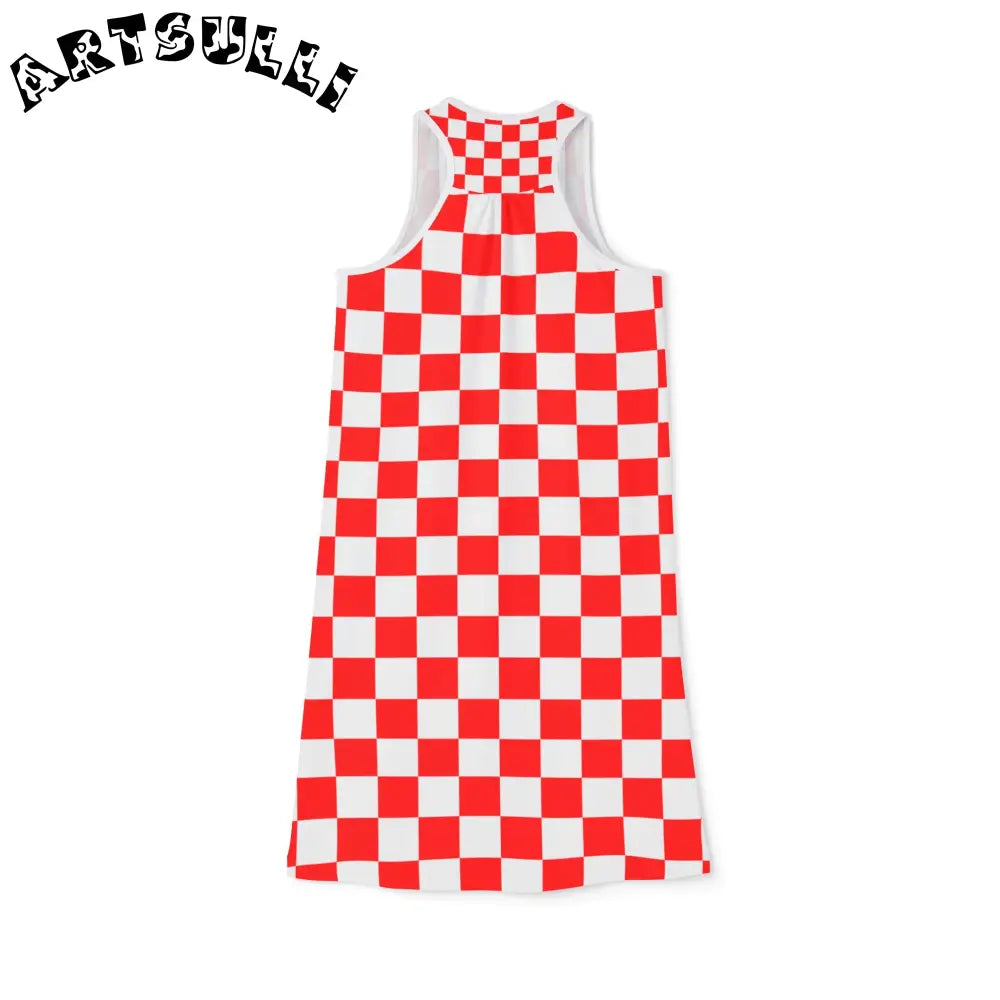 JAKKOUTTHEBXX Checkerboard Red and White Women’s Racerback Dress