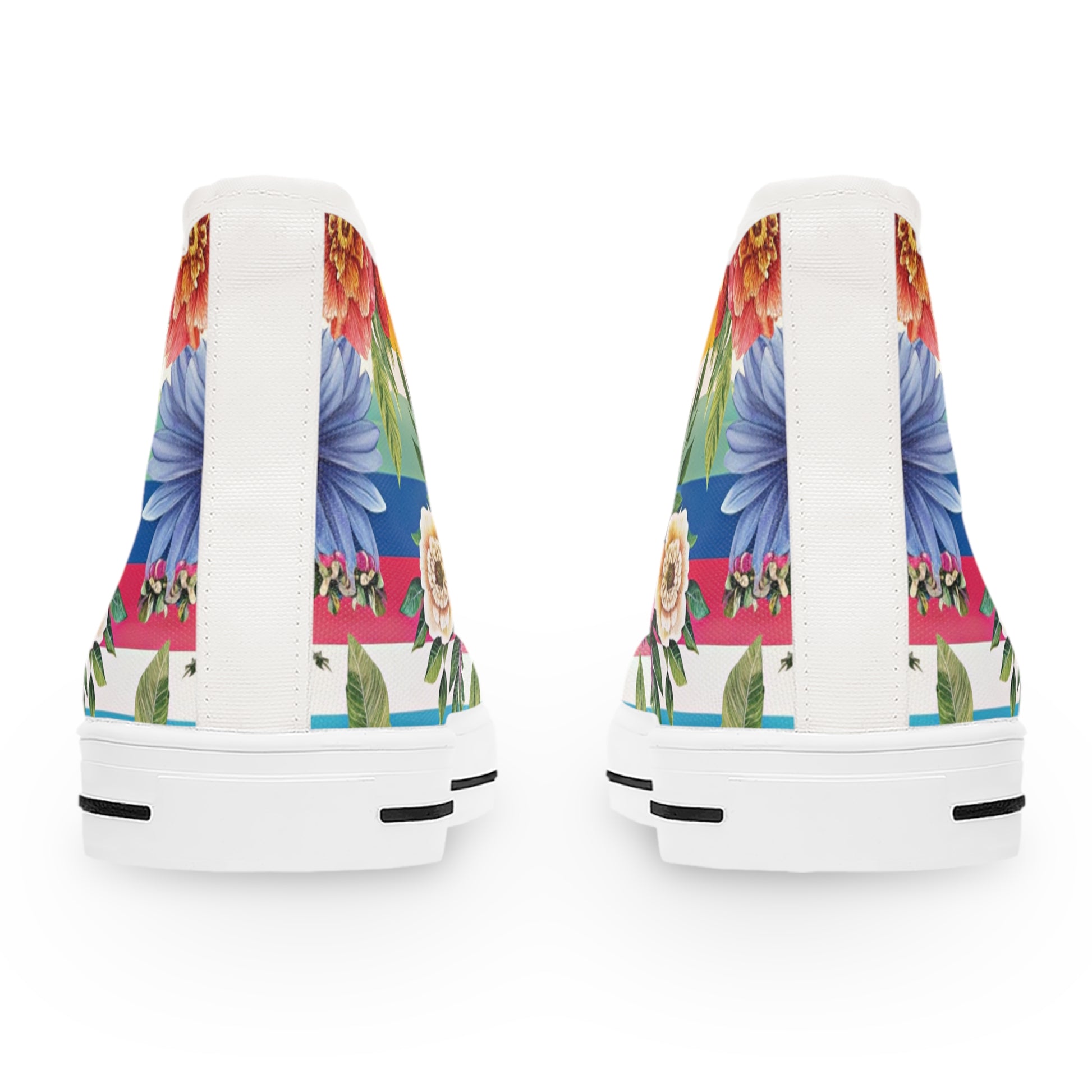 Floral Stripe 4K II Women's High Top Sneakers, Artsulli - Art is Long, Life is Short, Shoes, , , , , , , 