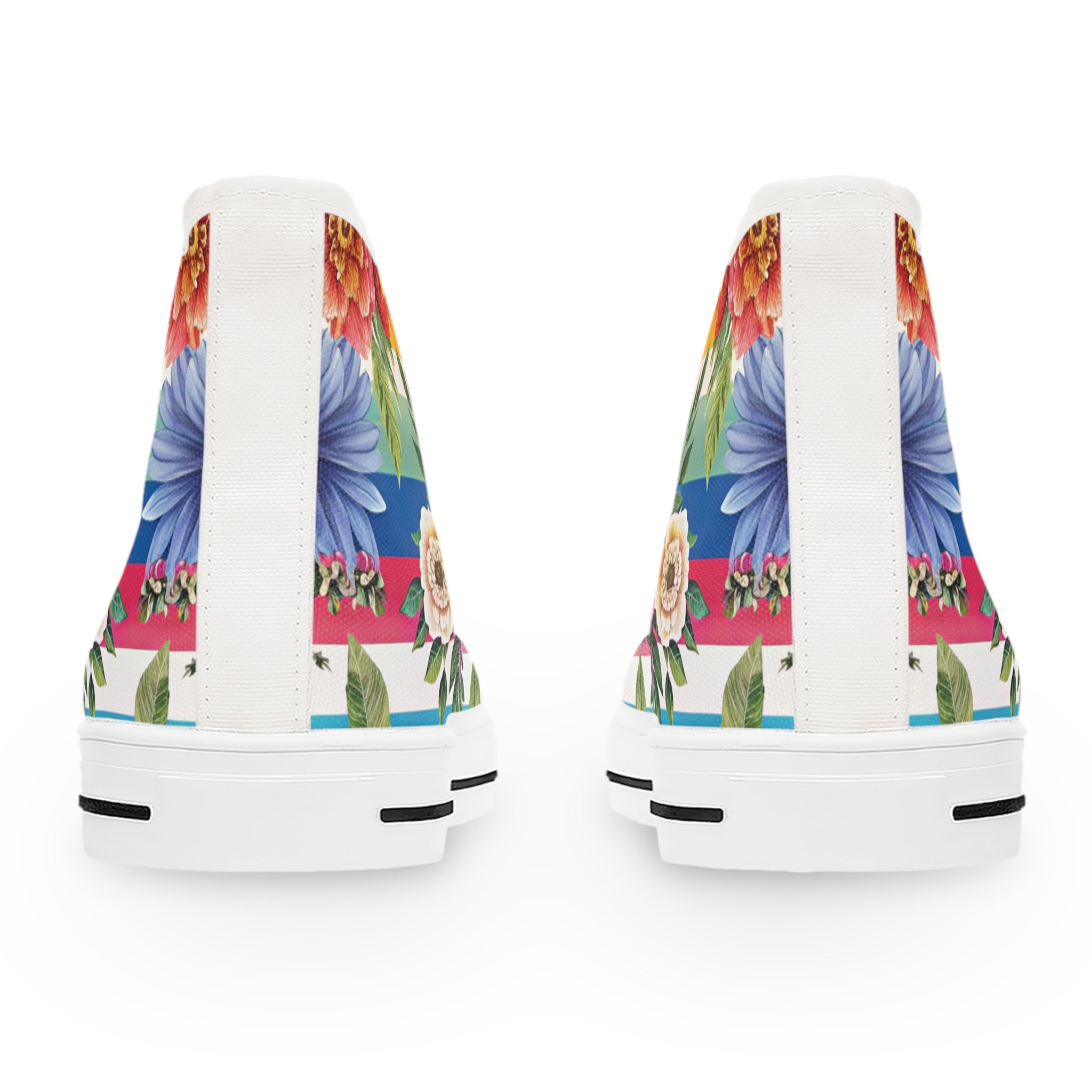 Floral Stripe 4K II Women's High Top Sneakers, Artsulli - Art is Long, Life is Short, Shoes, , , , , , , 