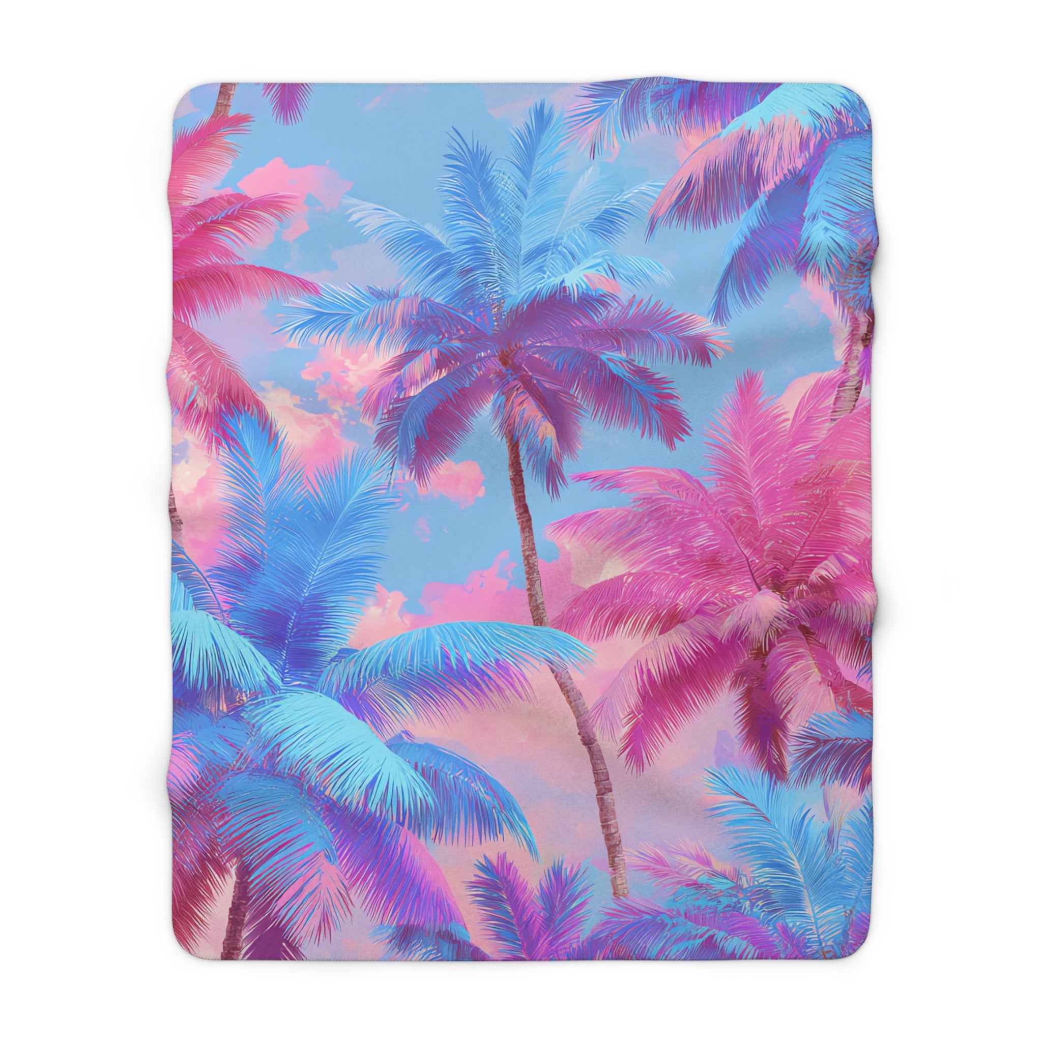 Ethereal Pastel Palms Sherpa Fleece Blanket, Artsulli - Art is Long, Life is Short, Home Decor, Size, 60" × 80", , , , , 19864534703185224797