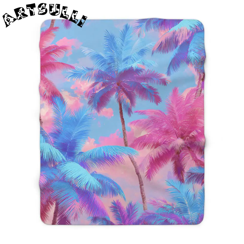 JAKKOUTTHEBXX Ethereal Pastel Palms Sherpa Fleece Blanket