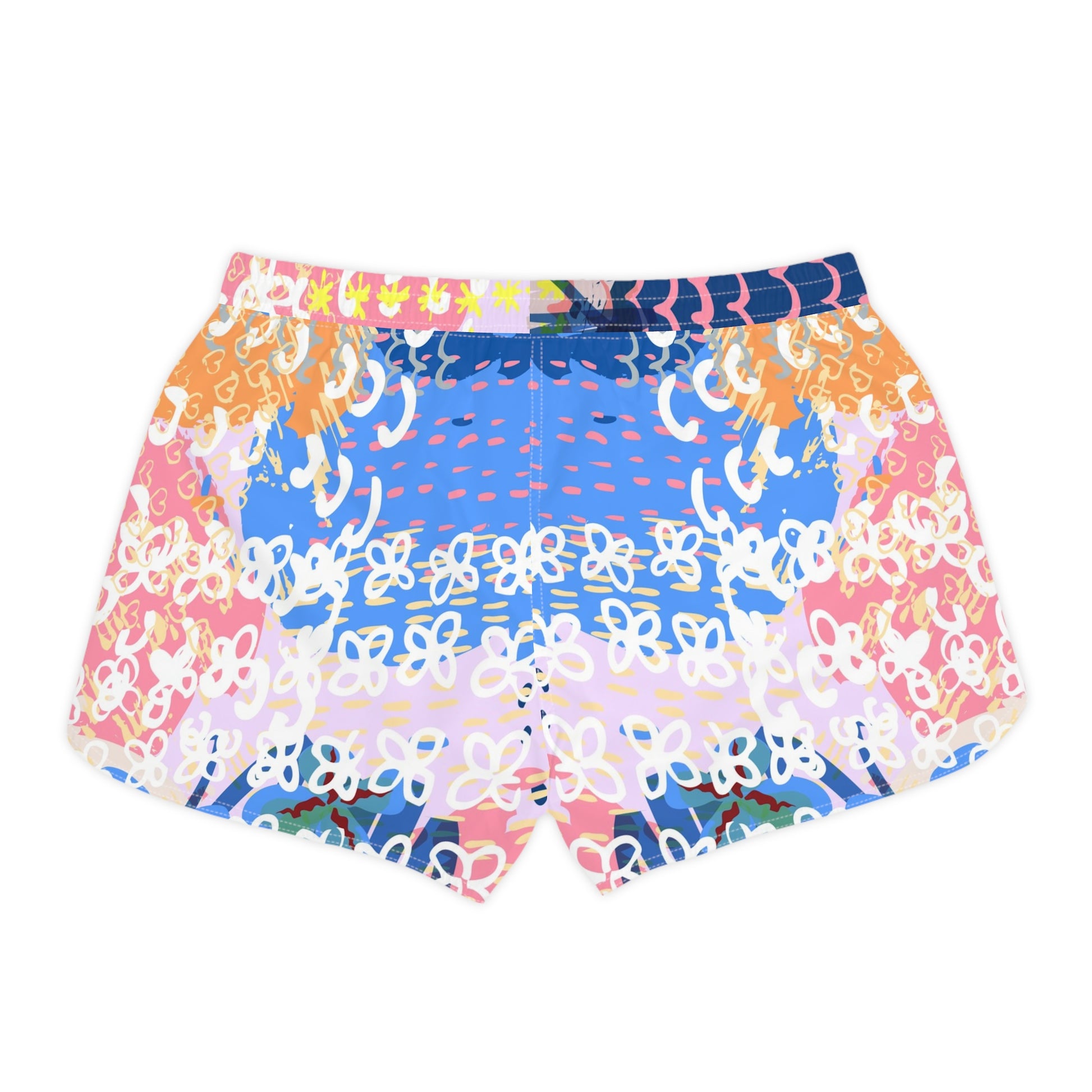 Flowers x Doodles x Hearts Multi-Color Women's Casual Shorts (AOP), Artsulli - Art is Long, Life is Short, All Over Prints, , , , , , , 