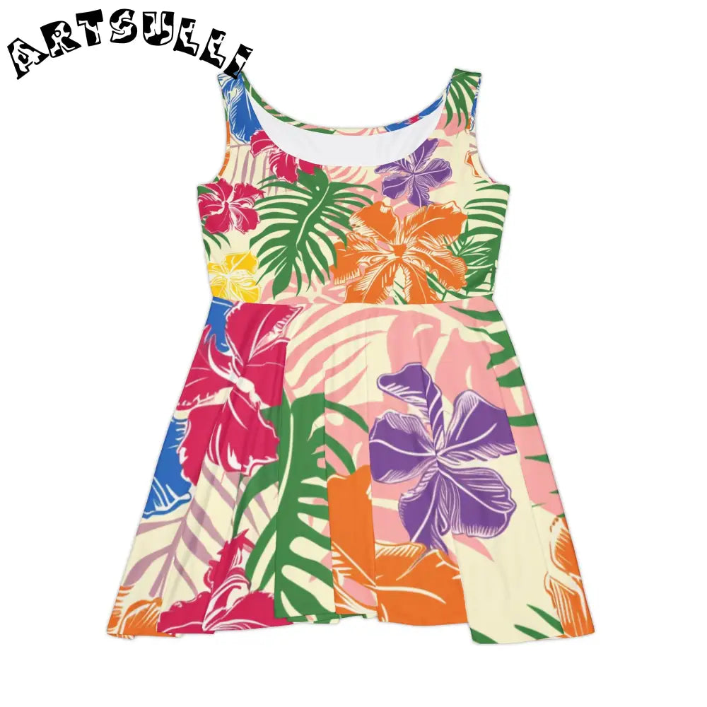 Blooming Tropical Flowers Women's Skater Dress (AOP), Artsulli - Art is Long, Life is Short, All Over Prints, Size, XS, , , , , 24949960150372591136