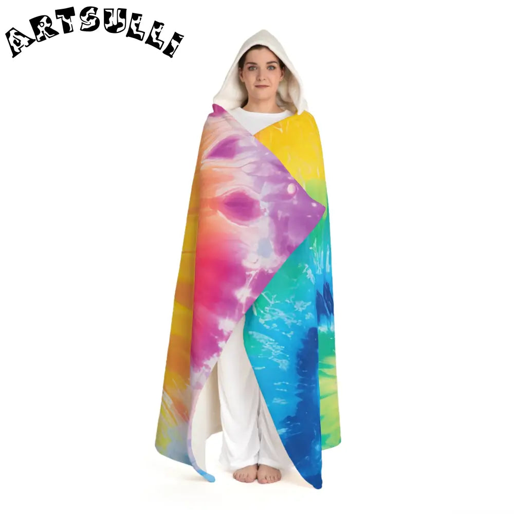 JAKKOUTTHEBXX Tie Dye Hooded Sherpa Fleece Blanket 2025