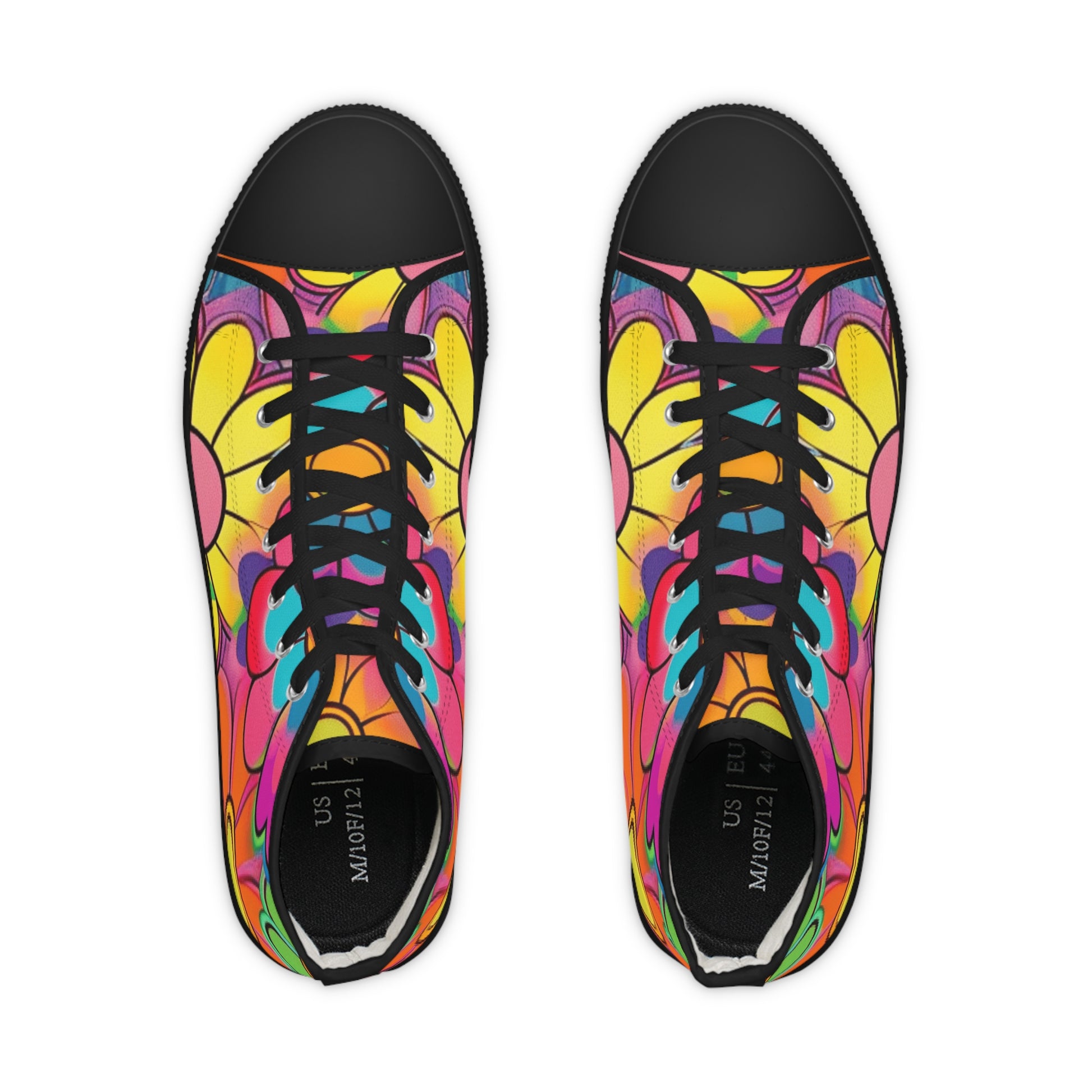 Chromatic Daisy Dream Men's High Top Sneakers, Artsulli - Art is Long, Life is Short, Shoes, , , , , , , 
