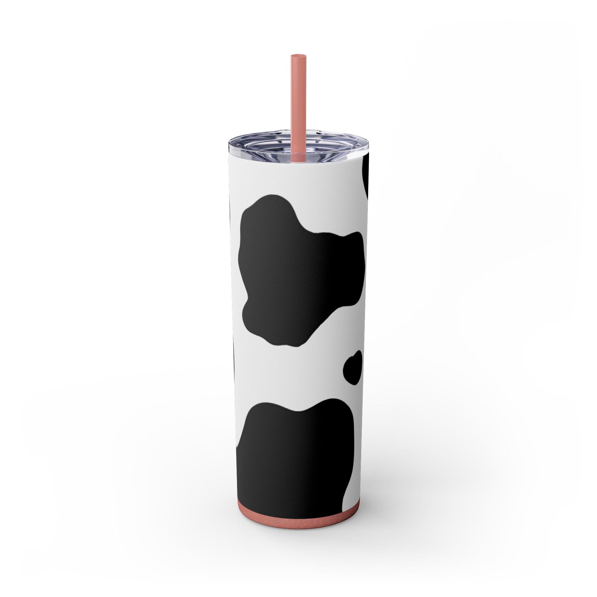 Cow Print Focus Skinny Tumbler with Straw, 20oz, Artsulli - Art is Long, Life is Short, Mug, Finish, Glossy, Color, Glitter Dusty Rose, Size, 20oz, 33896044458776
