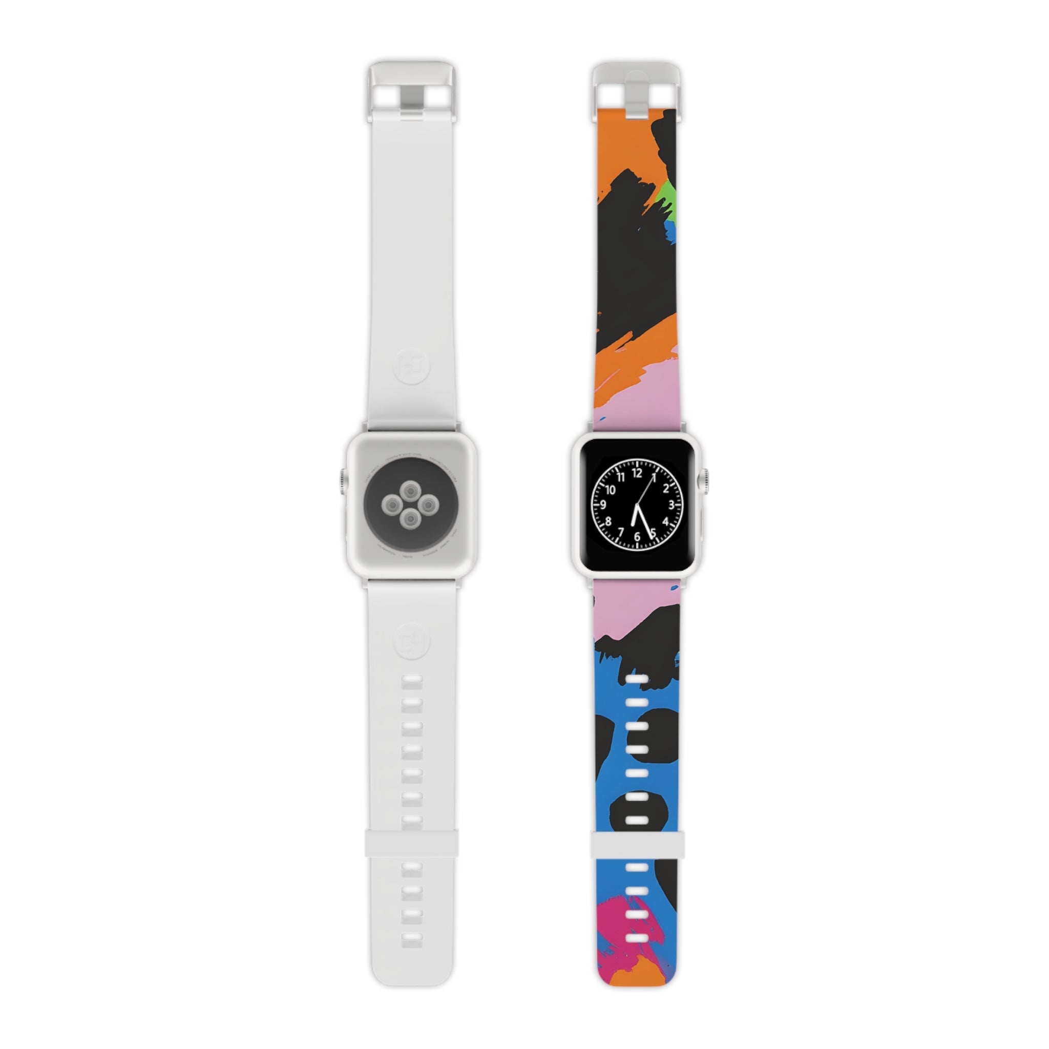 Wild Brush Strokes x Animal Print Multi-Color Watch Band for Apple Watch, Artsulli - Art is Long, Life is Short, Accessories, Size, 7.5'' × 0.75'' / 38 - 40 mm, Color, Silver, , , 88038569549668693700