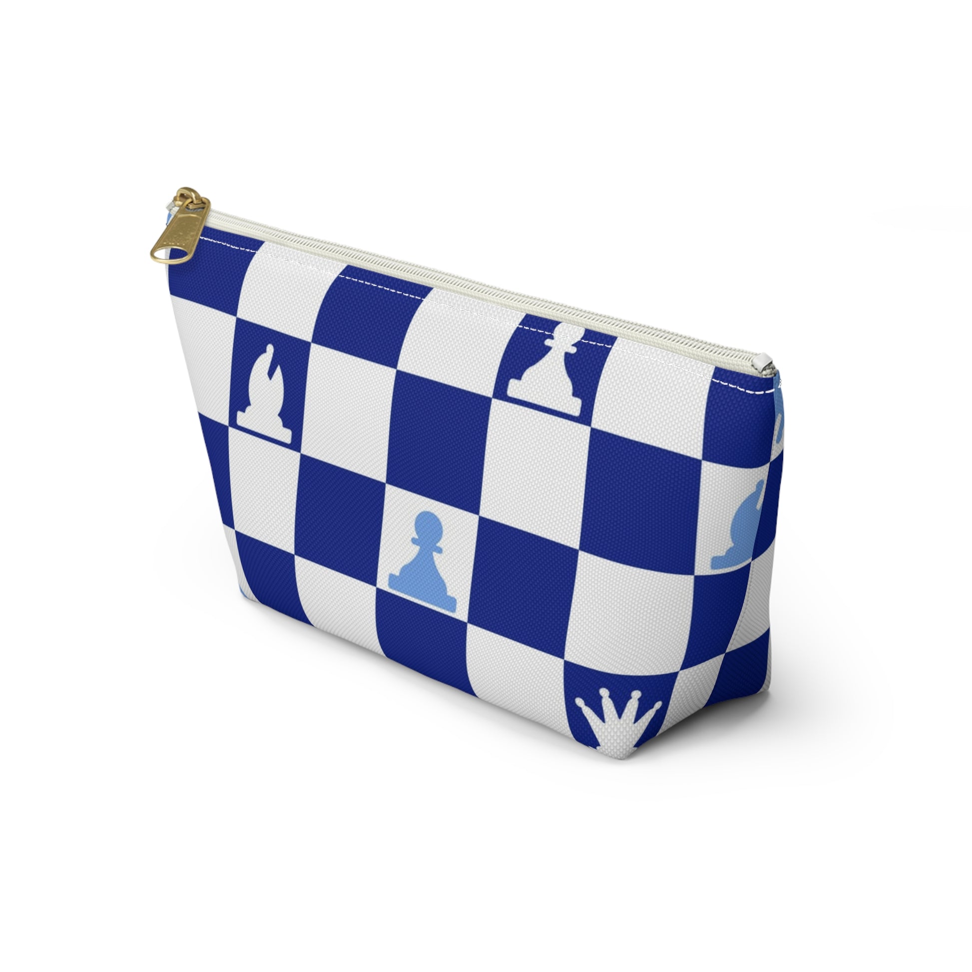 Chessboard Navy Blue Accessory Pouch w T-bottom, Artsulli - Art is Long, Life is Short, Bags, , , , , , , 