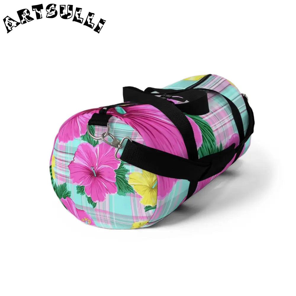 JAKKOUTTHEBXX Tropical Floral Plaid Duffel Bag JAKKOUTTHEBXX