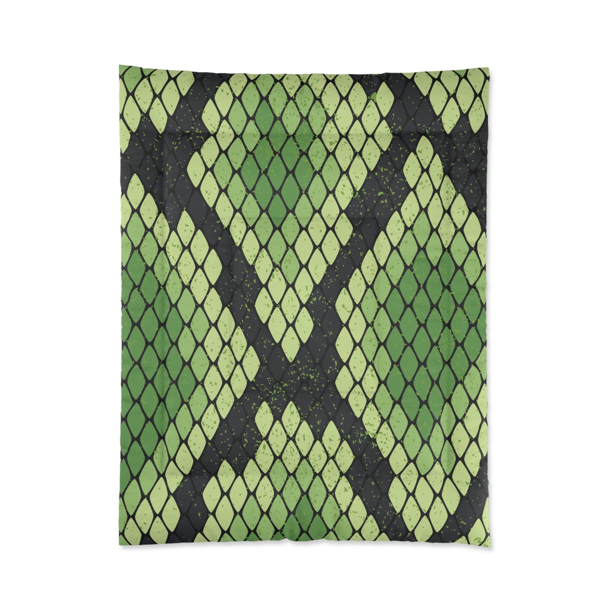Snake Skin Green and Black Comforter, Artsulli - Art is Long, Life is Short, Home Decor, Size, 68" × 88", , , , , 11157721999377