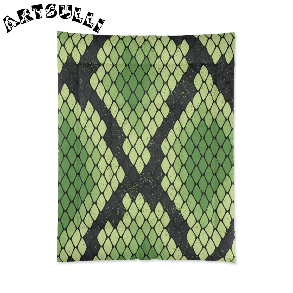 JAKKOUTTHEBXX Snake Skin Green and Black Comforter JAKKOUTTHEBXX