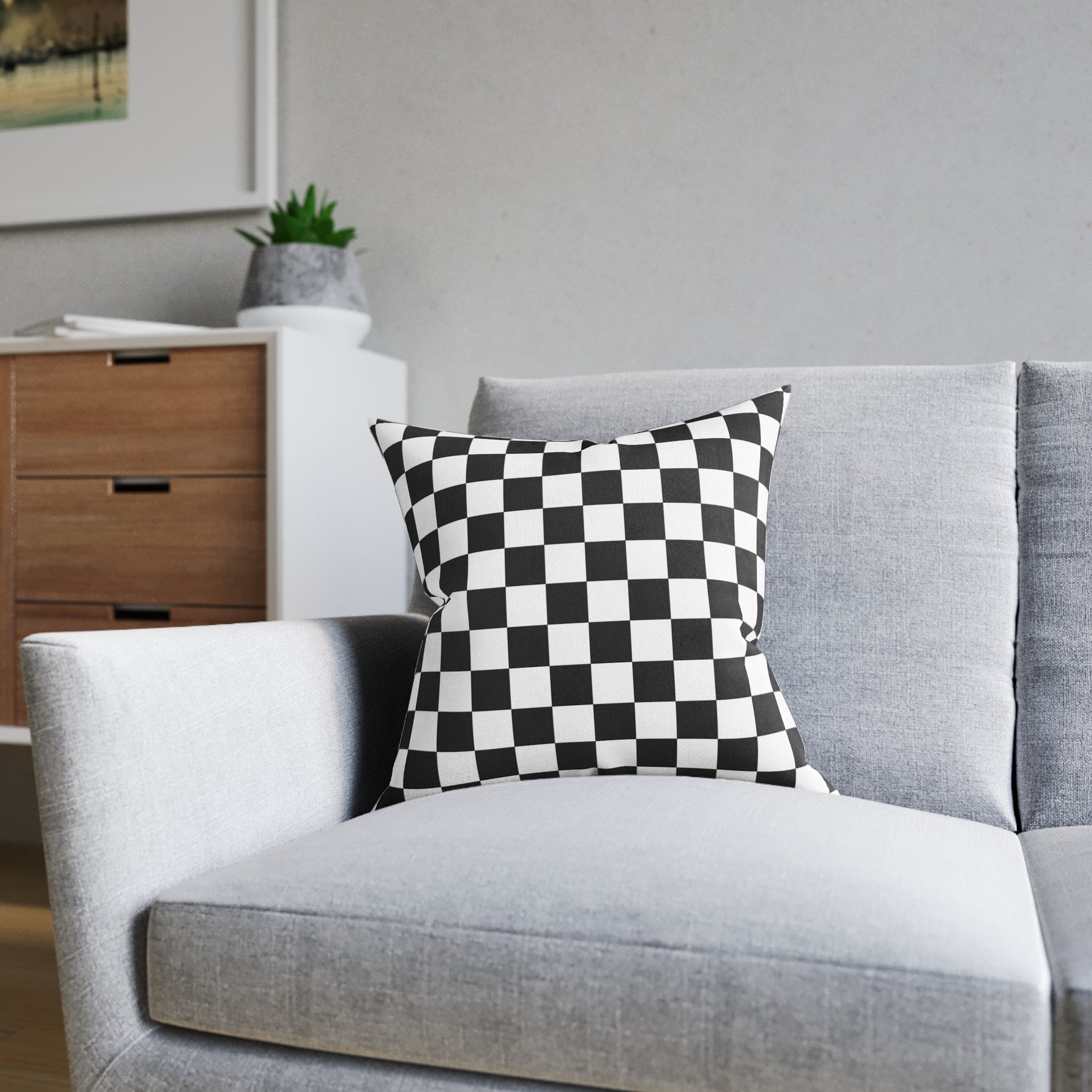 Checkerboard White and Black Square Pillow, Artsulli - Art is Long, Life is Short, Home Decor, , , , , , , 