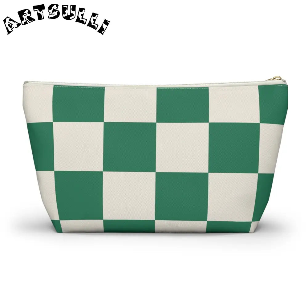 JAKKOUTTHEBXX Checkerboard Dark Green Accessory Pouch w T-bottom