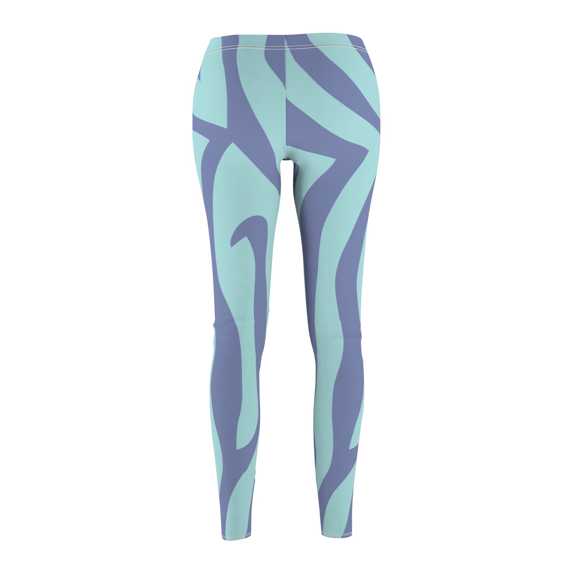 Amorphous Blue Zebra Banner Women's Cut & Sew Casual Leggings (AOP), Artsulli - Art is Long, Life is Short, All Over Prints, , , , , , , 