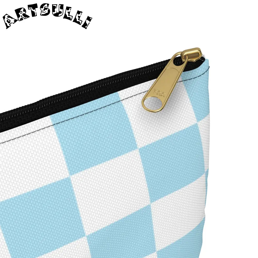 JAKKOUTTHEBXX Checkerboard Sky Blue Accessory Pouch JAKKOUTTHEBXX