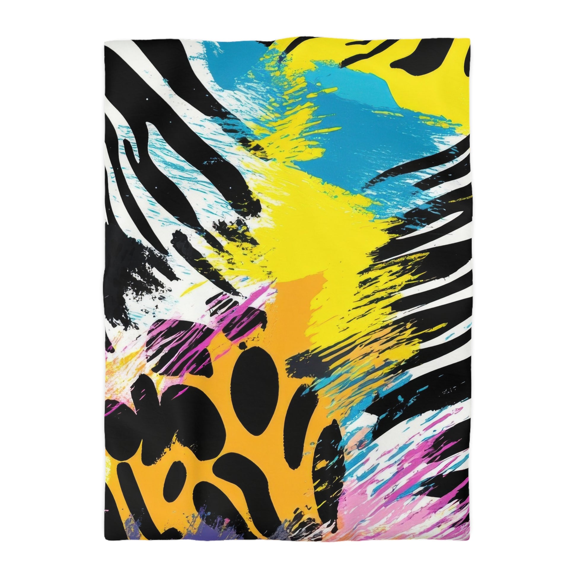 Zebra Stripes x Leapord Print x Paint Splatter Multi-Color Microfiber Duvet Cover, Artsulli - Art is Long, Life is Short, Home Decor, Size, Twin XL, Color, White, , , 17892480249348