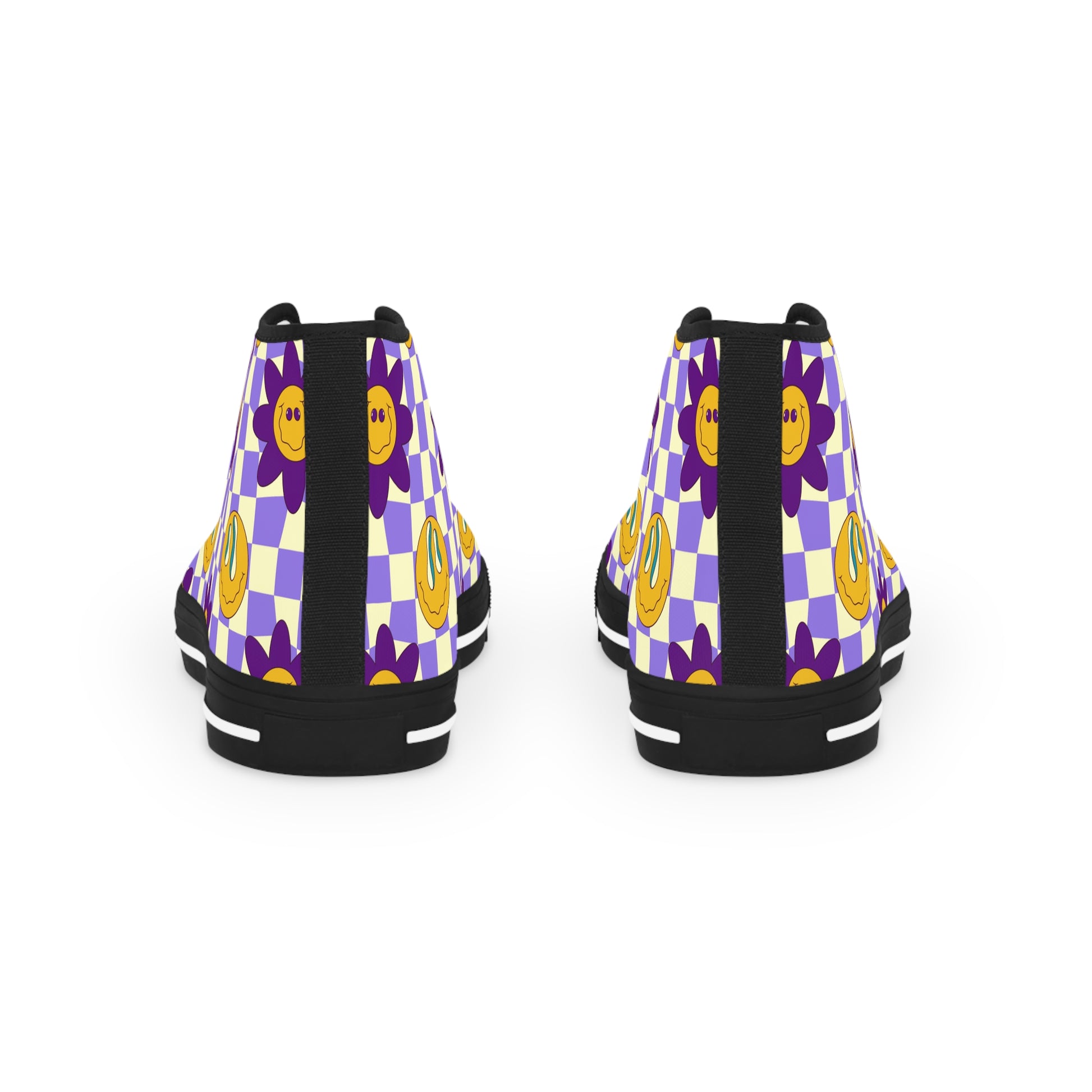 Trippy Flower Power Motifs II Men's High Top Sneakers, Artsulli - Art is Long, Life is Short, Shoes, , , , , , , 