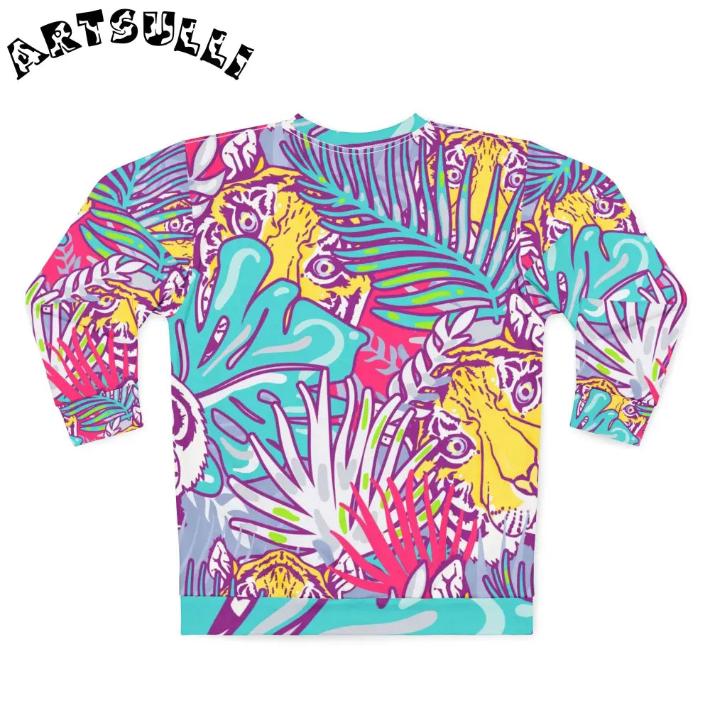 JAKKOUTTHEBXX Tropical Floral Tigers Torquise and Purple Unisex