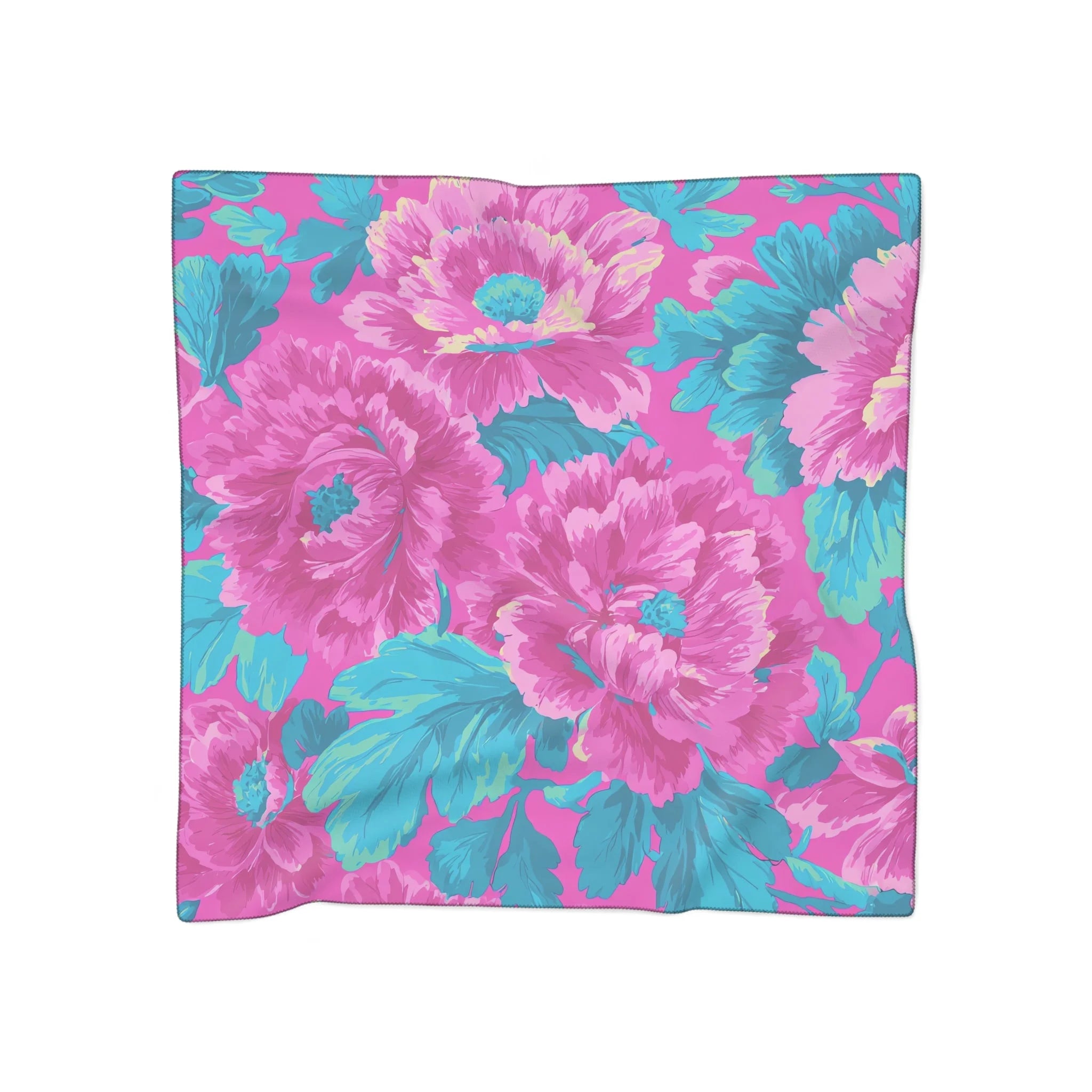 80s Dreamscape Floral High Quality Poly Scarf, Artsulli - Art is Long, Life is Short, Accessories, Color, Poly voile, Size, 25" × 25", , , 12157728582489999856