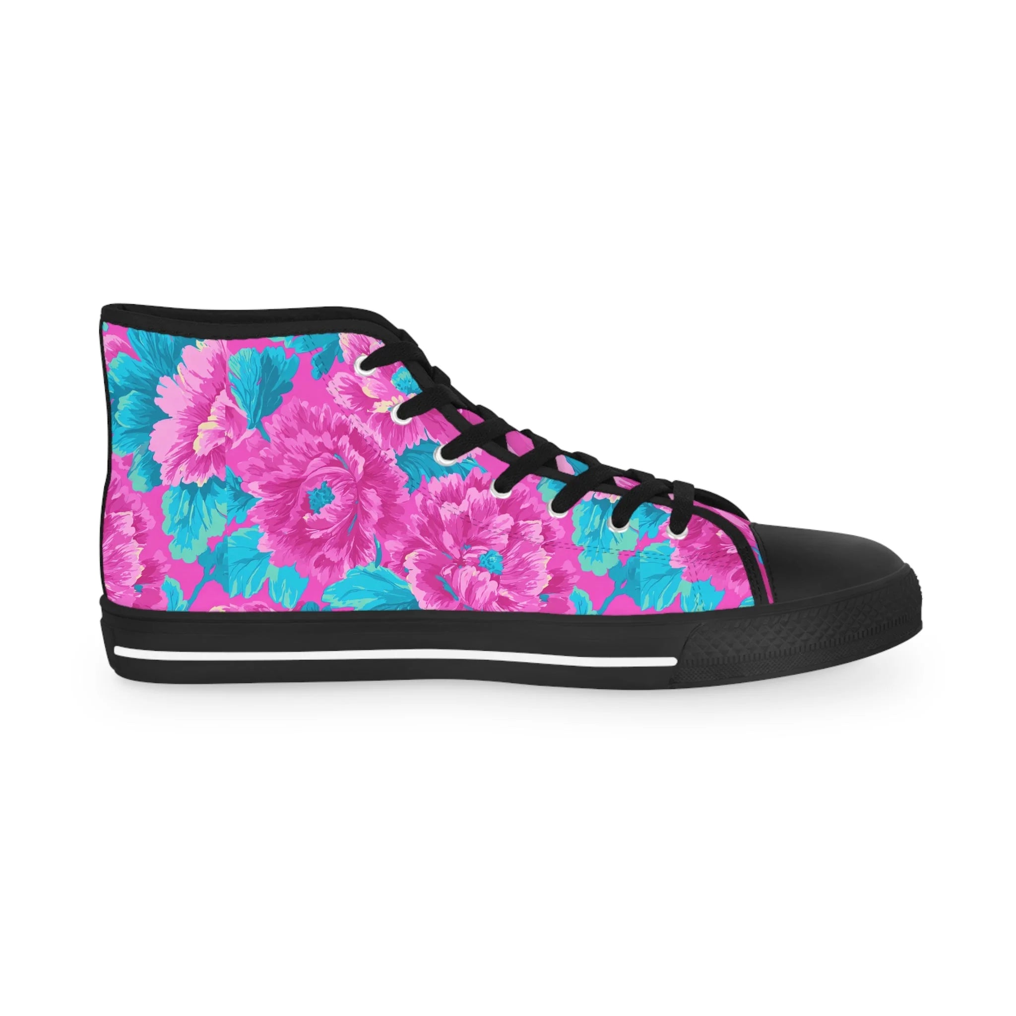 80s Dreamscape Floral High Tops with Deodorant Memory Foam, Artsulli - Art is Long, Life is Short, Shoes, , , , , , , 
